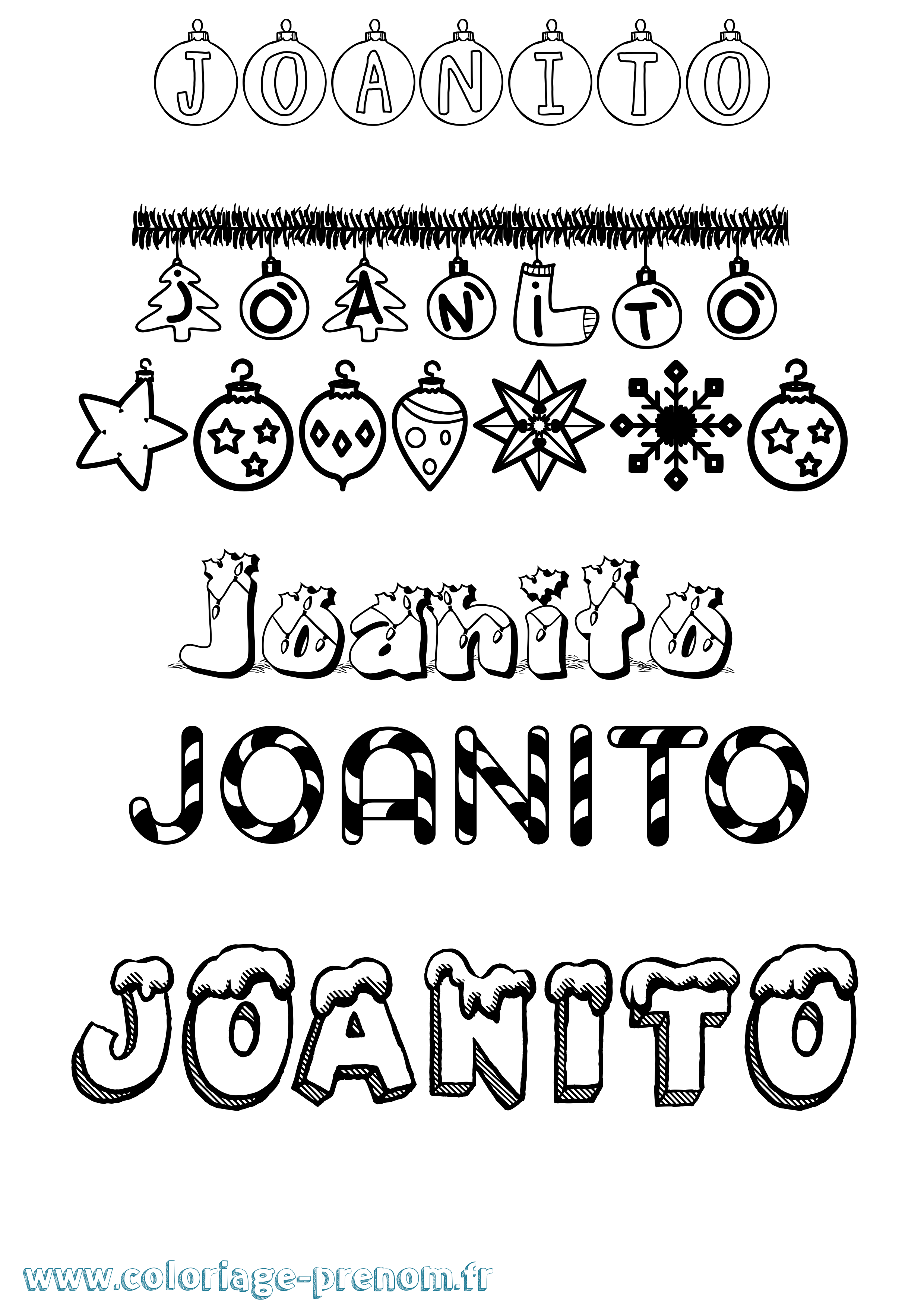 Coloriage Joanito Noël Coloriage prénom Joanito Noël