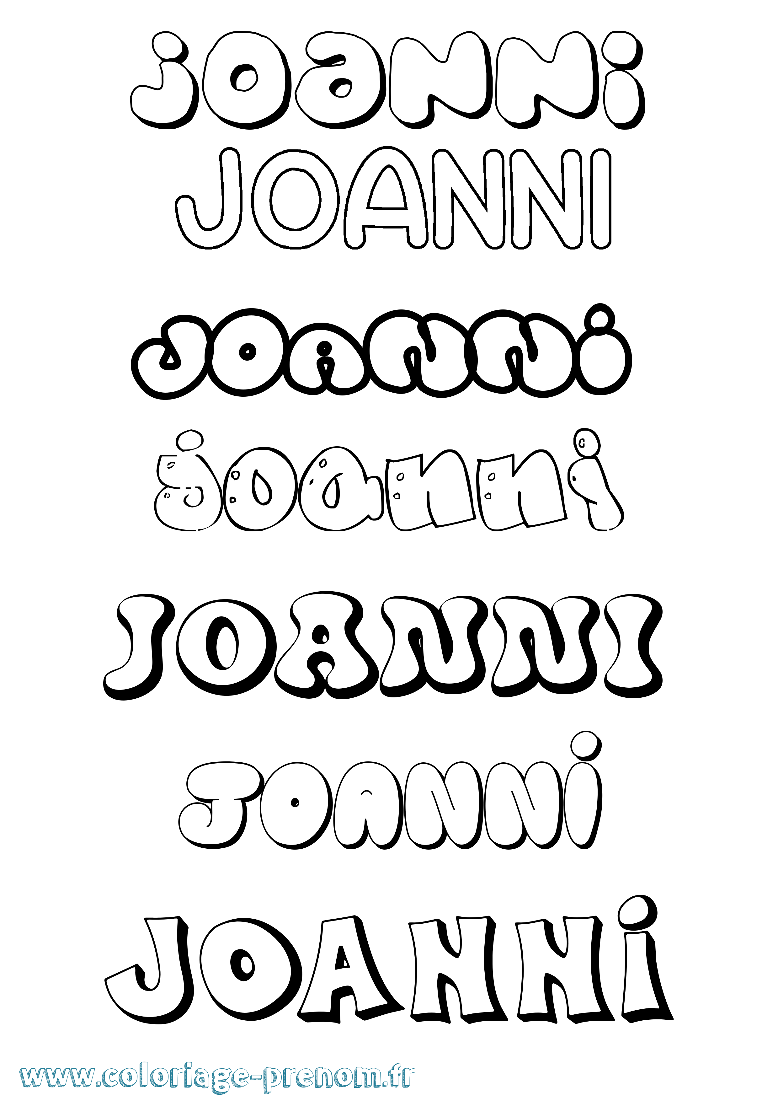 Coloriage Joanni Bubble Coloriage prénom Joanni Bubble