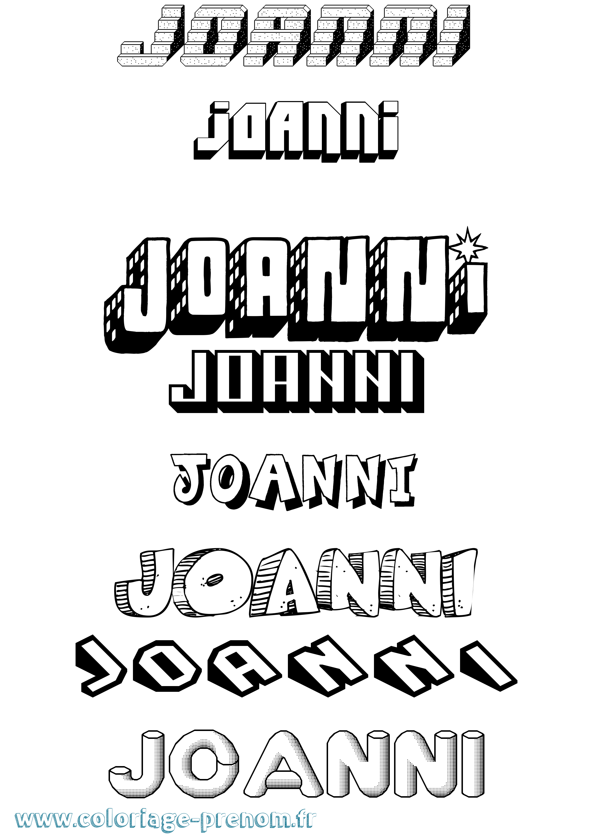 Coloriage Joanni Effet 3D Coloriage prénom Joanni Effet 3D