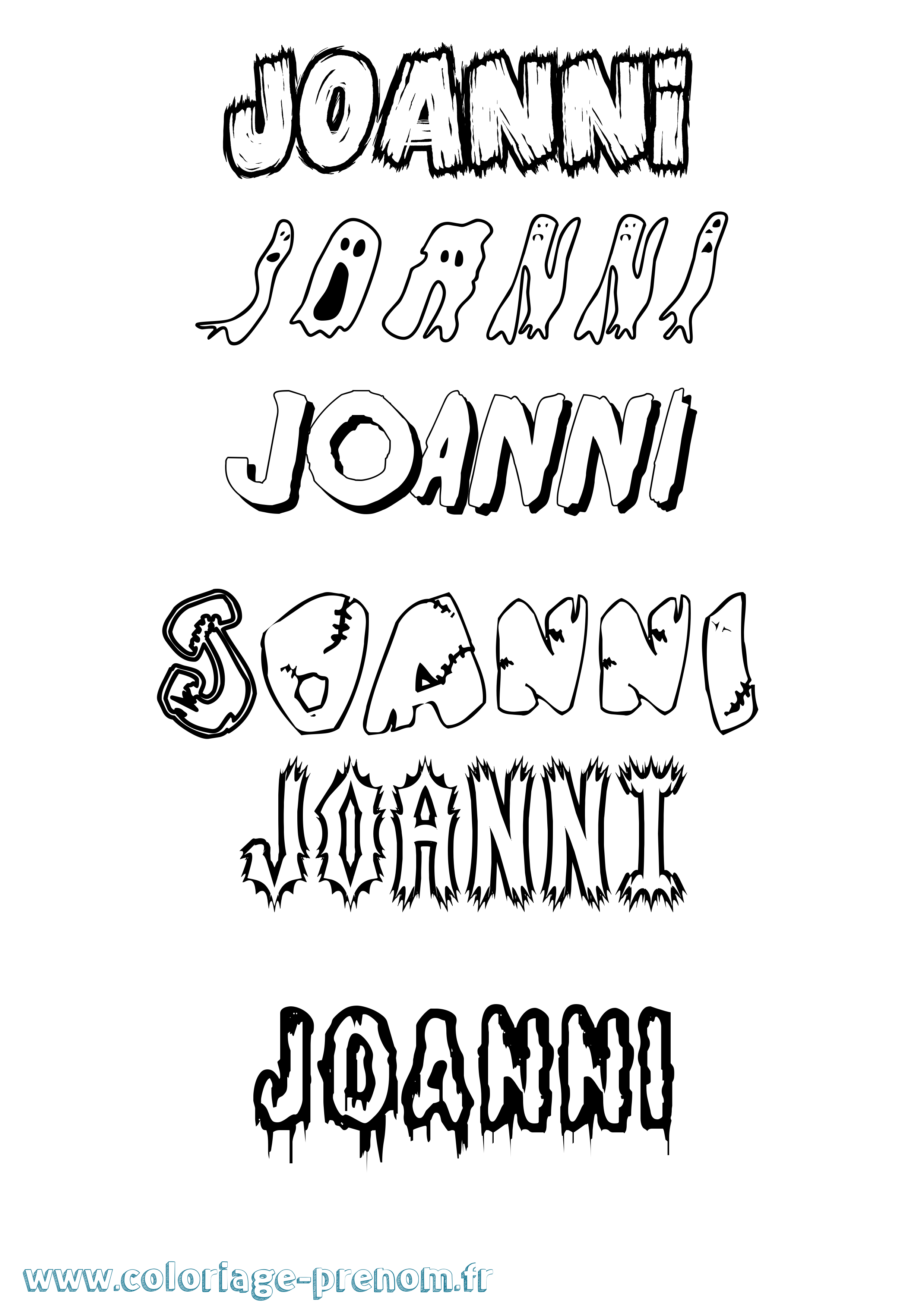 Coloriage Joanni Frisson Coloriage prénom Joanni Frisson