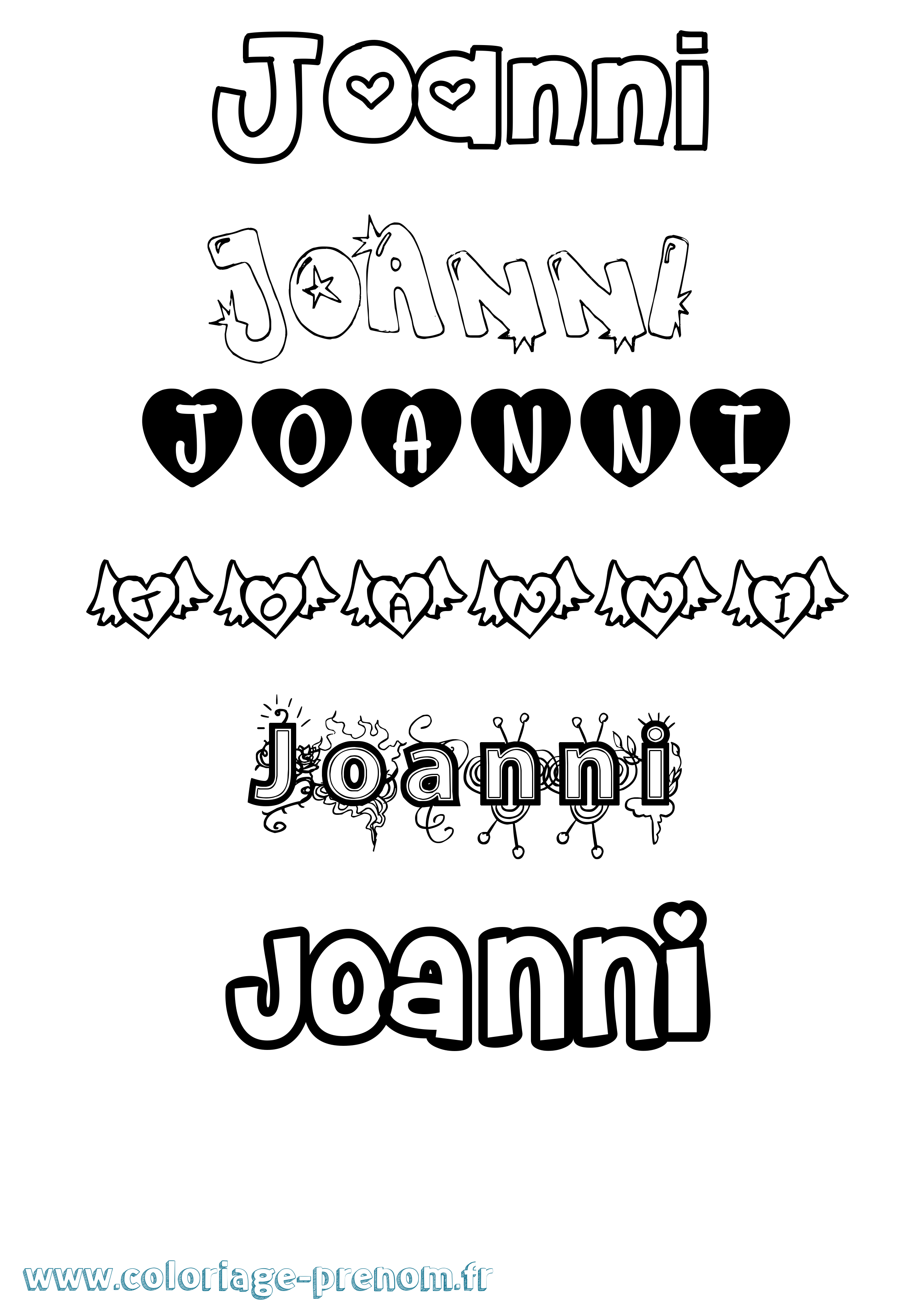 Coloriage Joanni Girly Coloriage prénom Joanni Girly