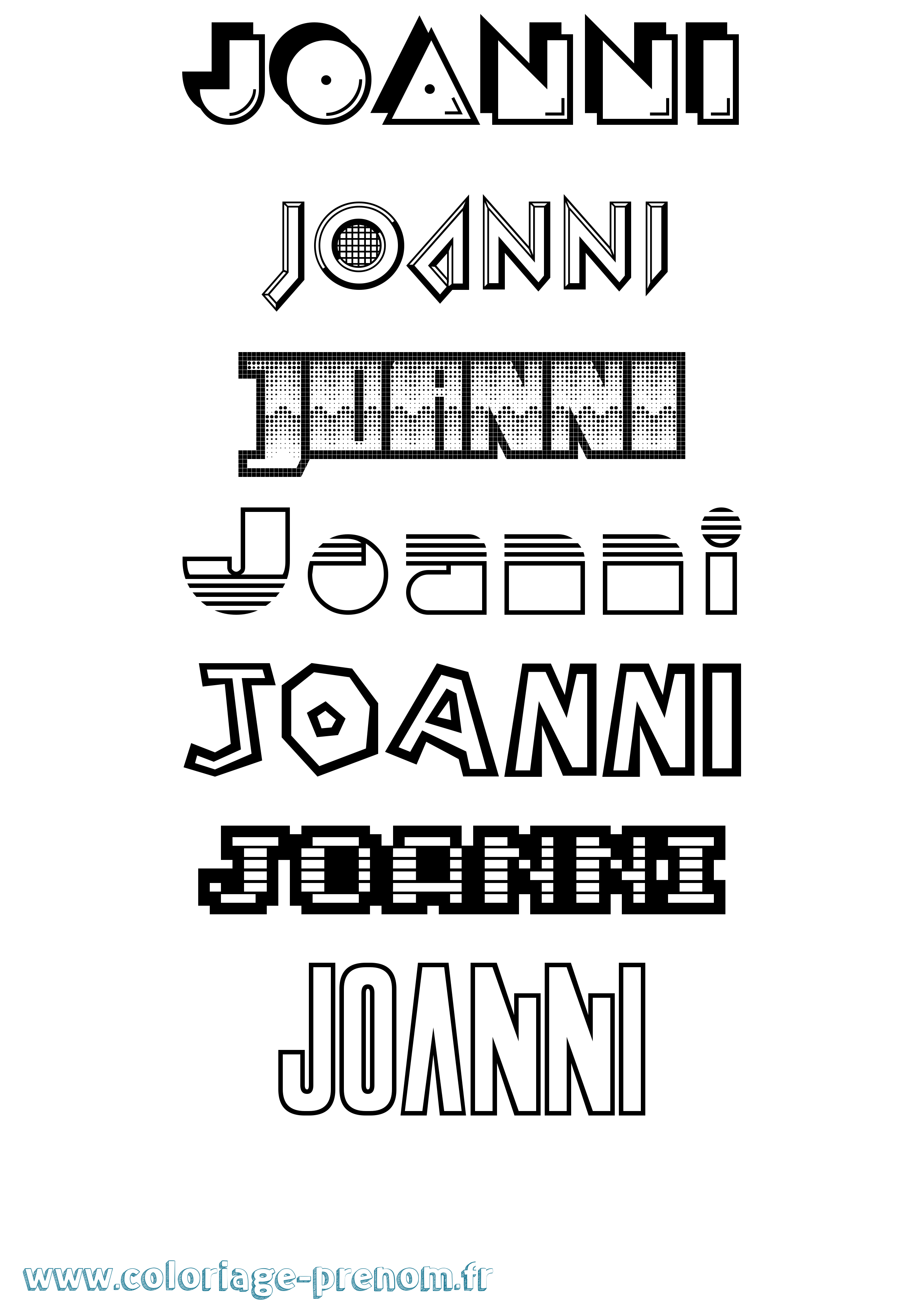 Coloriage Joanni Jeux Vidéos Coloriage prénom Joanni Jeux Vidéos