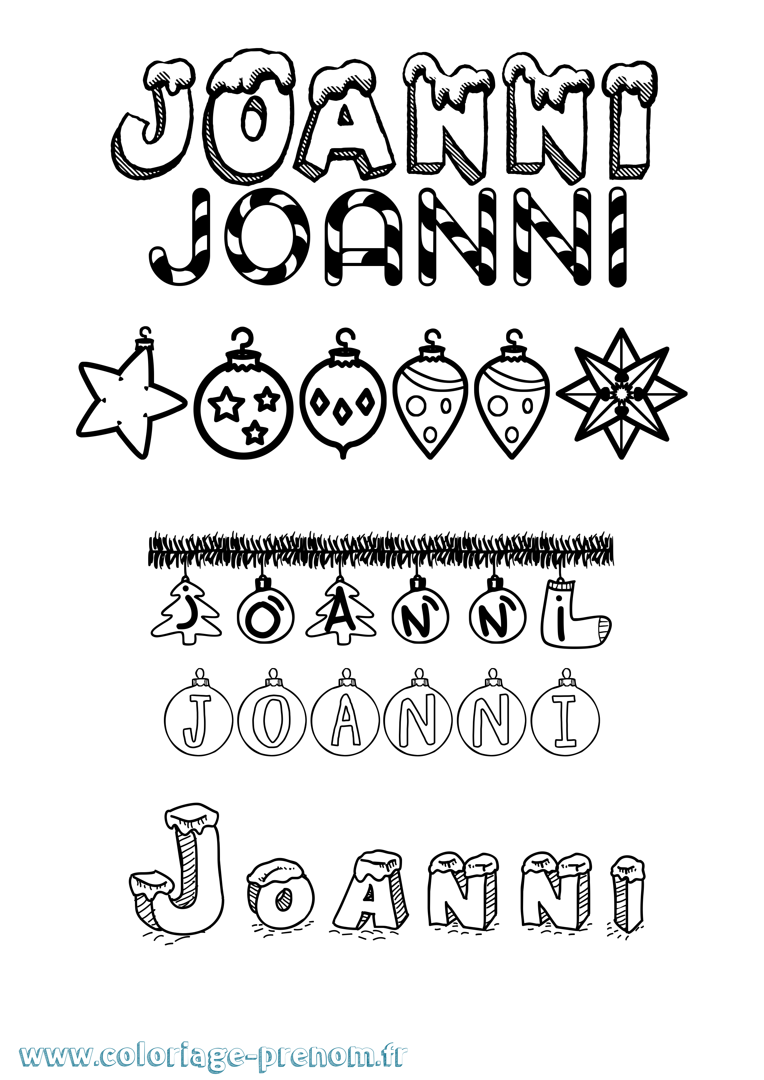Coloriage Joanni Noël Coloriage prénom Joanni Noël