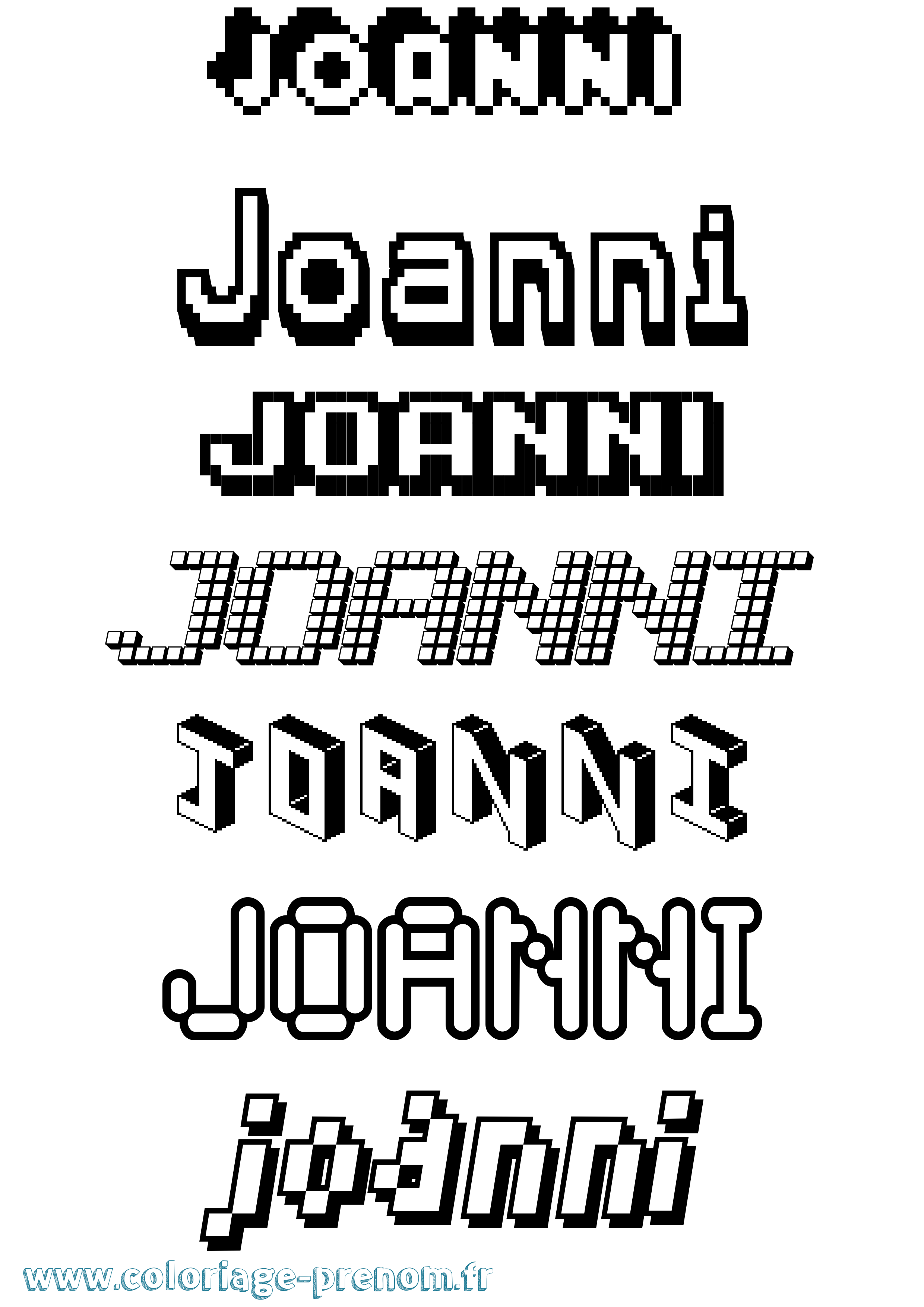 Coloriage Joanni Pixel Coloriage prénom Joanni Pixel