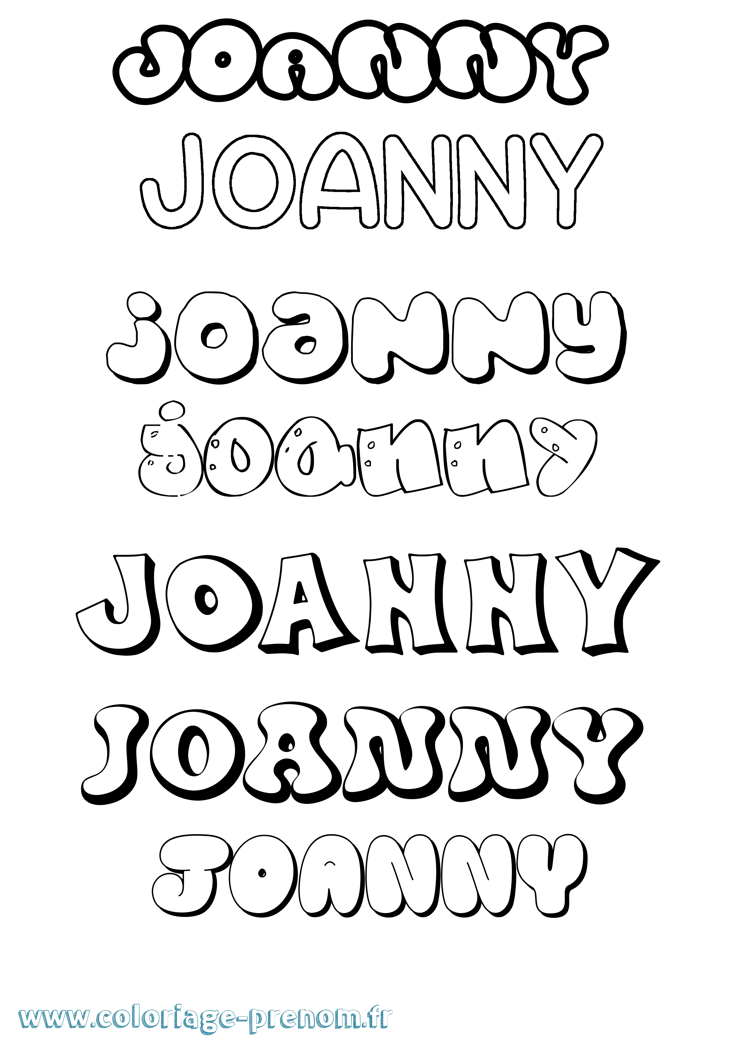 Coloriage Joanny Bubble Coloriage prénom Joanny Bubble