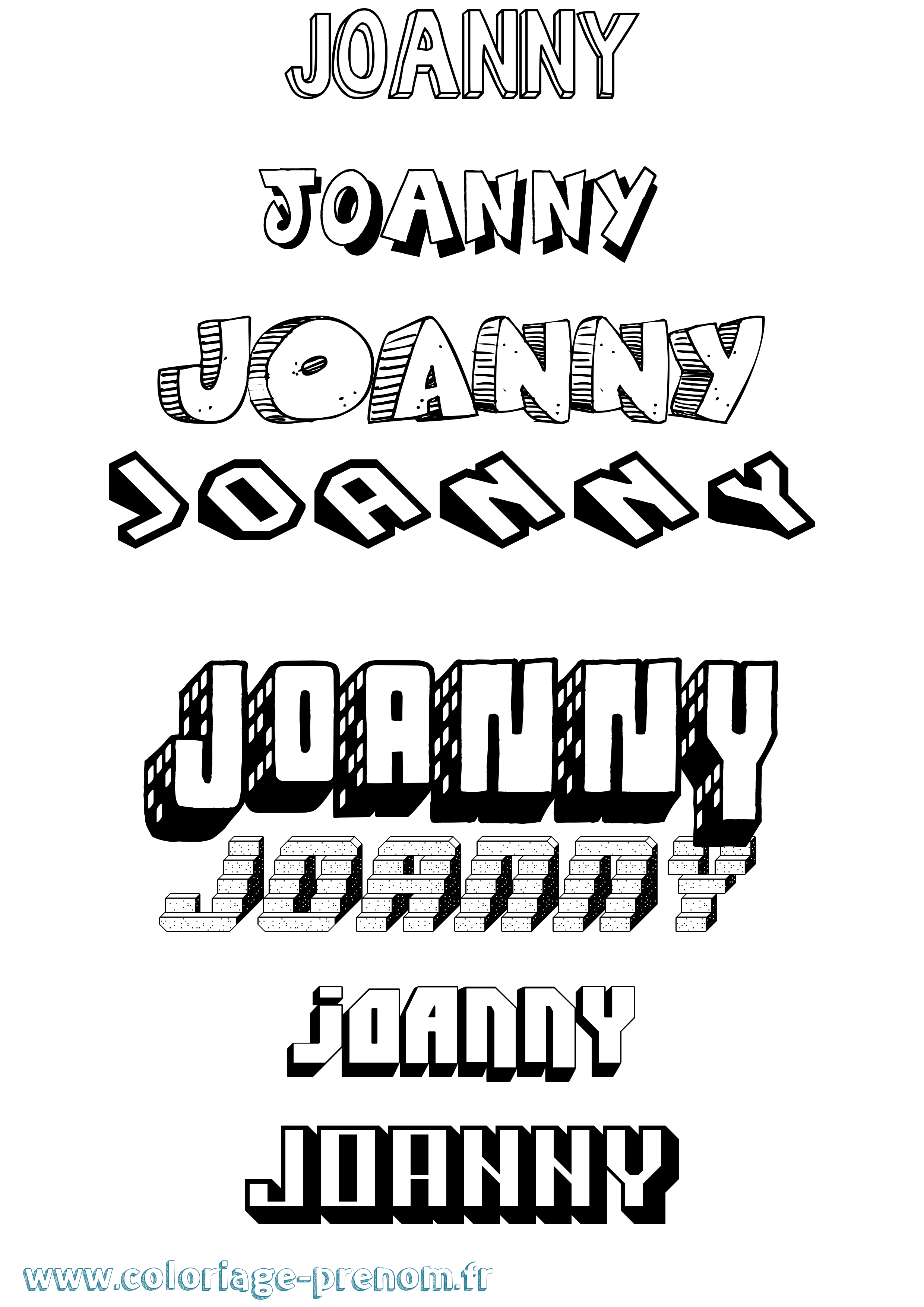Coloriage Joanny Effet 3D Coloriage prénom Joanny Effet 3D