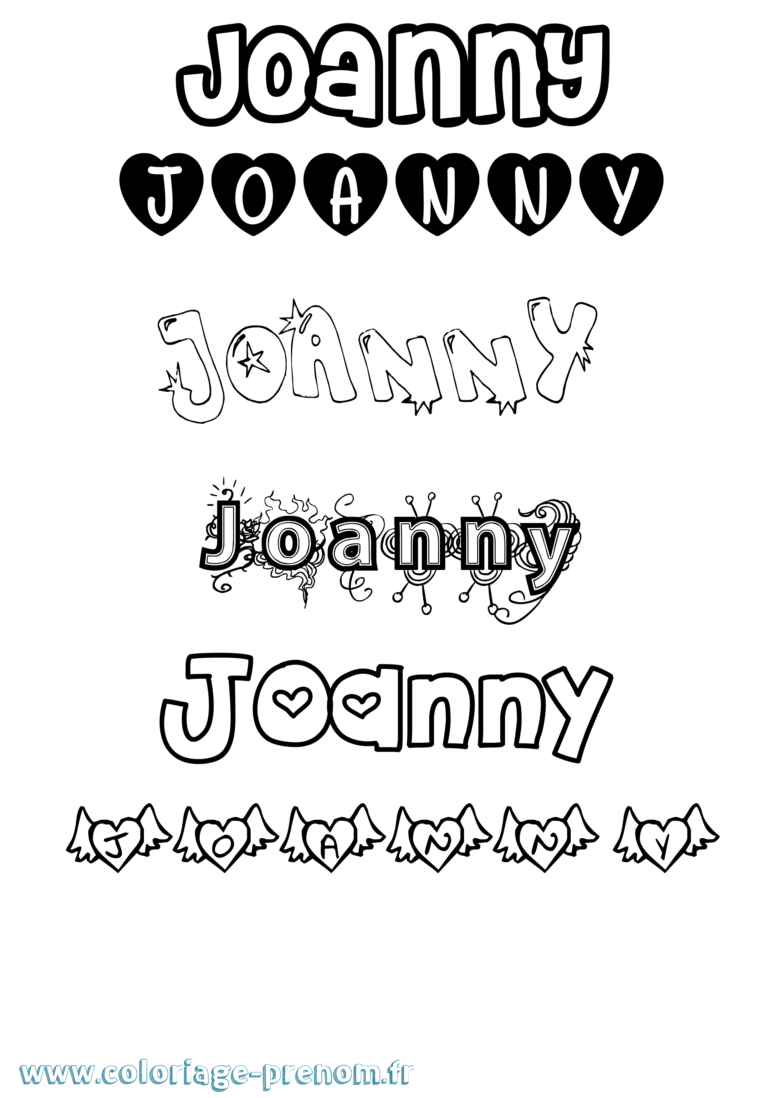 Coloriage Joanny Girly Coloriage prénom Joanny Girly