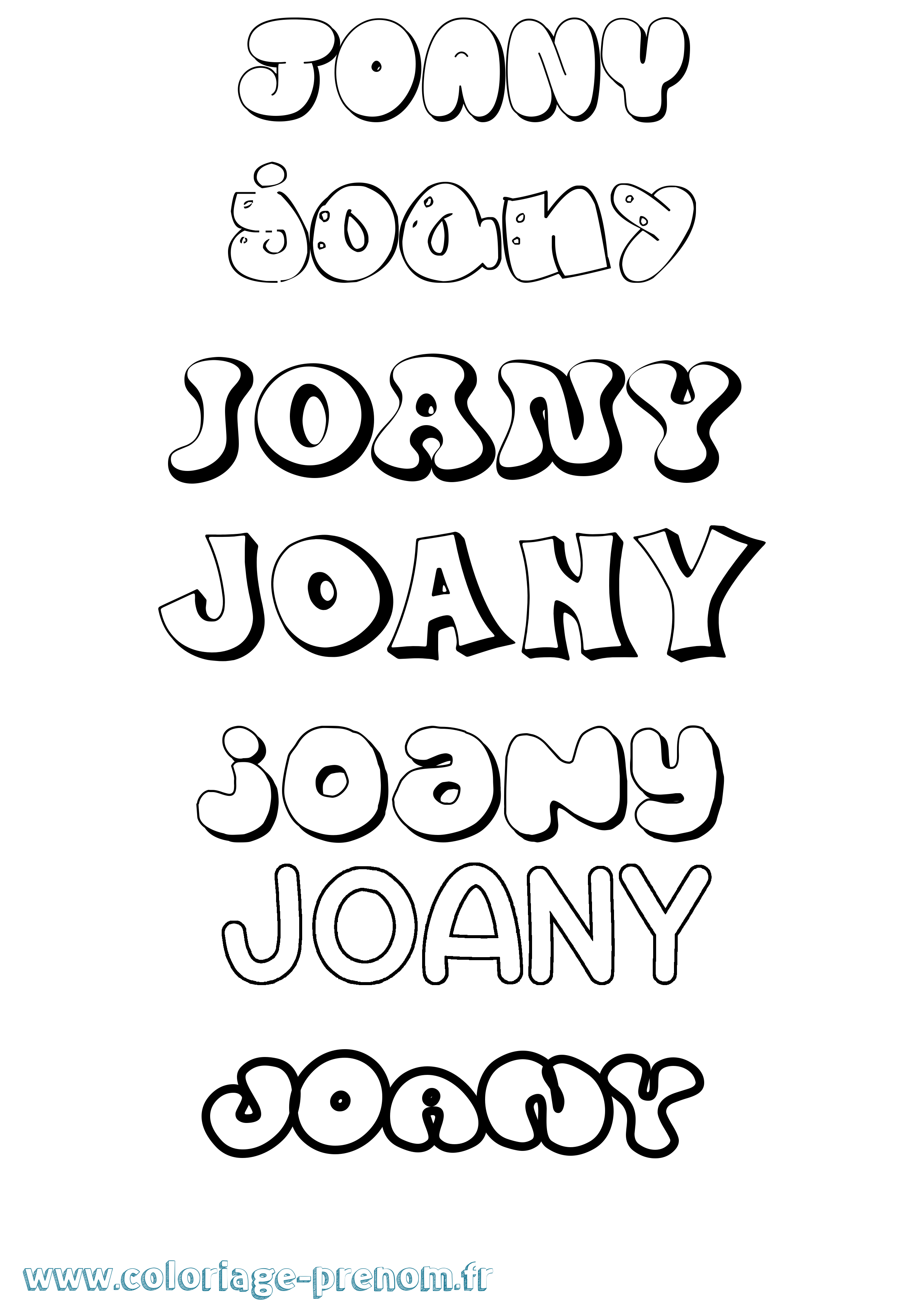 Coloriage Joany Bubble Coloriage prénom Joany Bubble