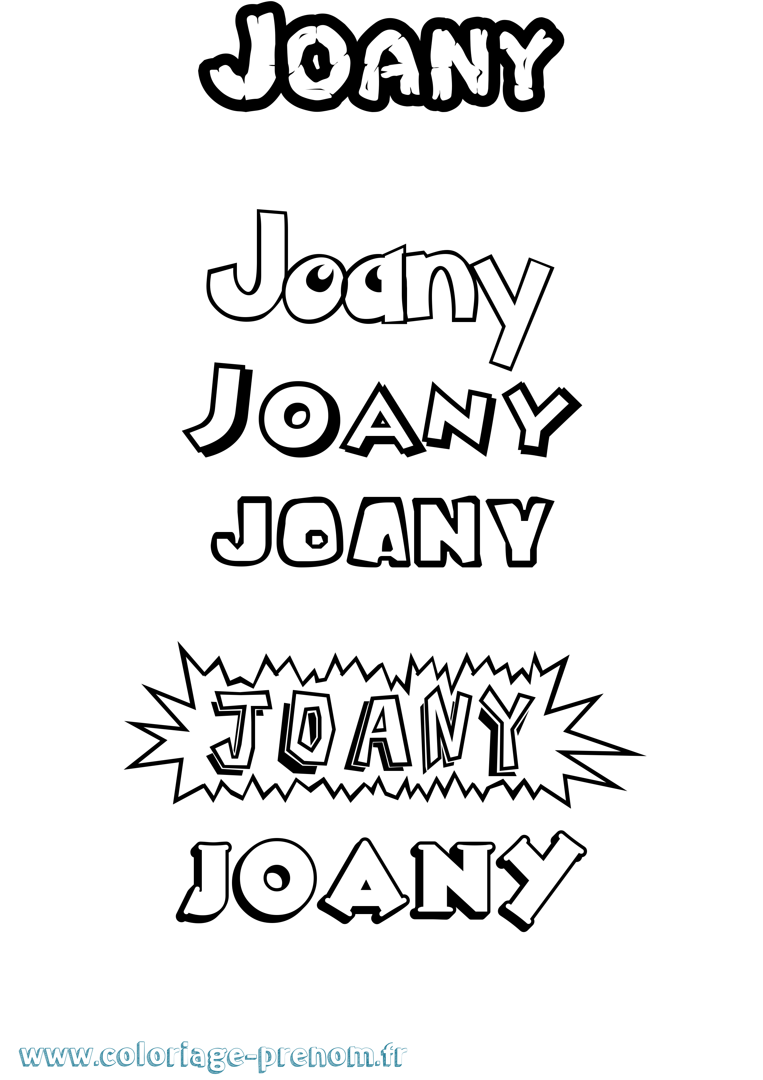 Coloriage Joany Dessin Animé Coloriage prénom Joany Dessin Animé