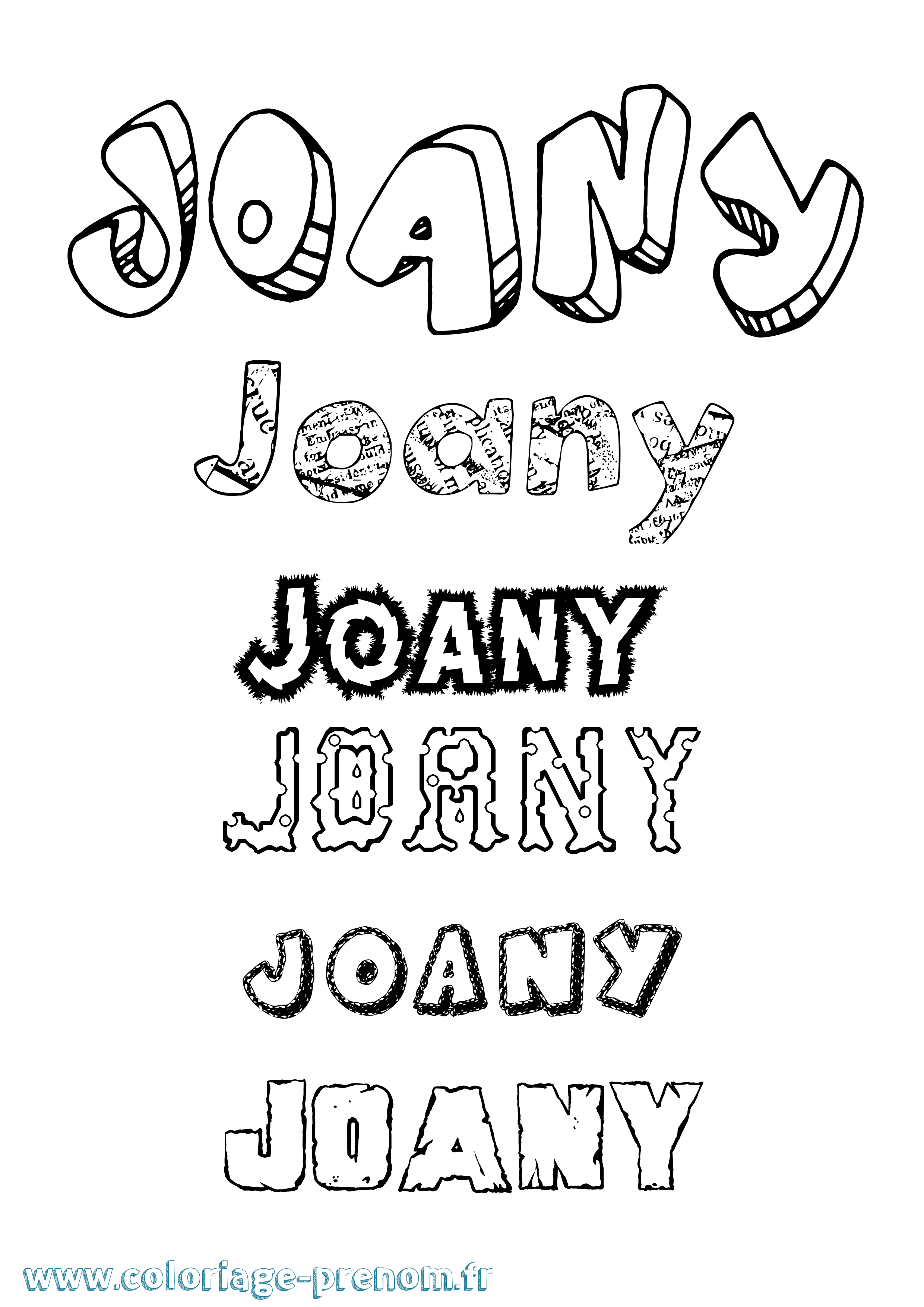 Coloriage Joany Destructuré Coloriage prénom Joany Destructuré