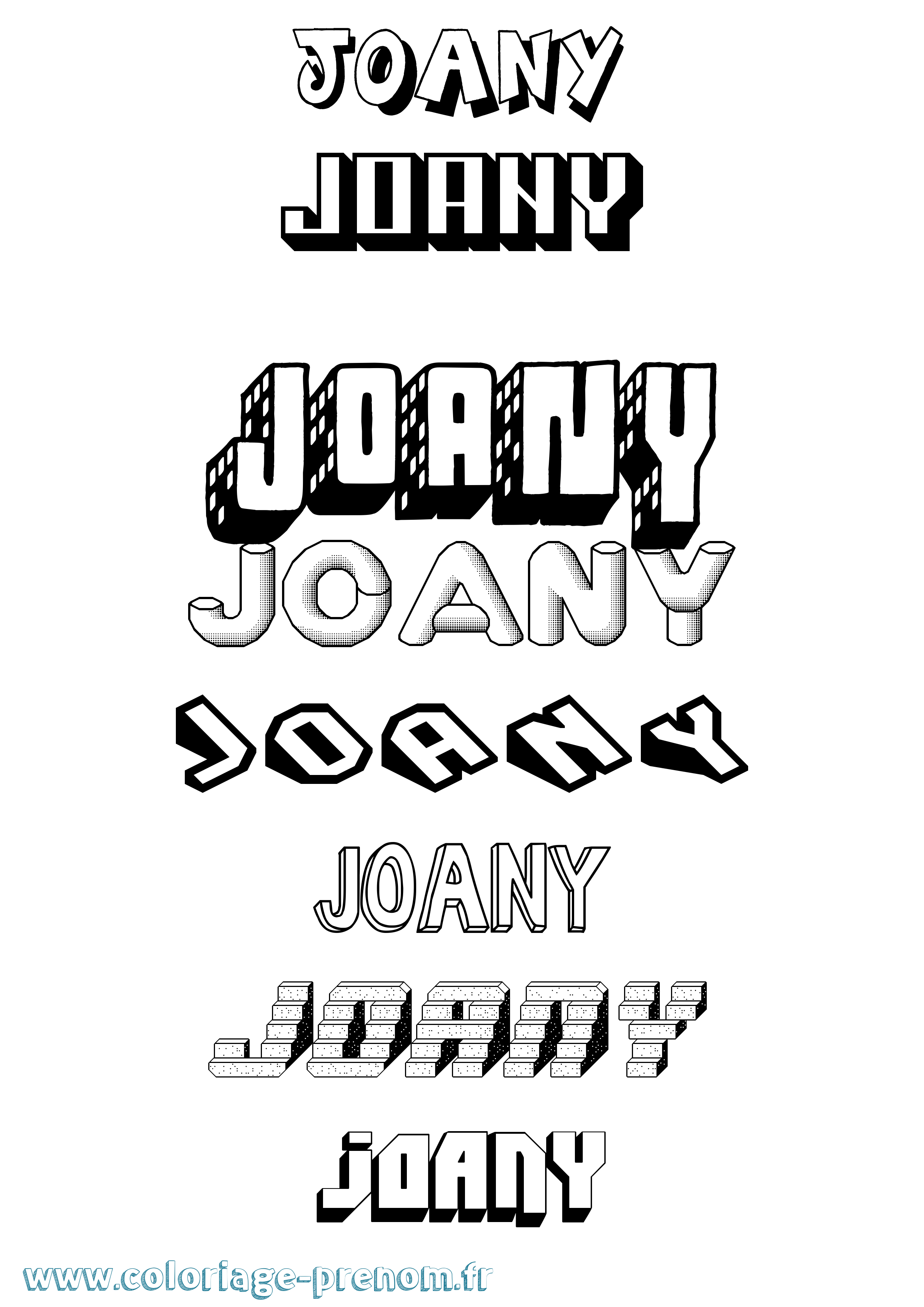 Coloriage Joany Effet 3D Coloriage prénom Joany Effet 3D