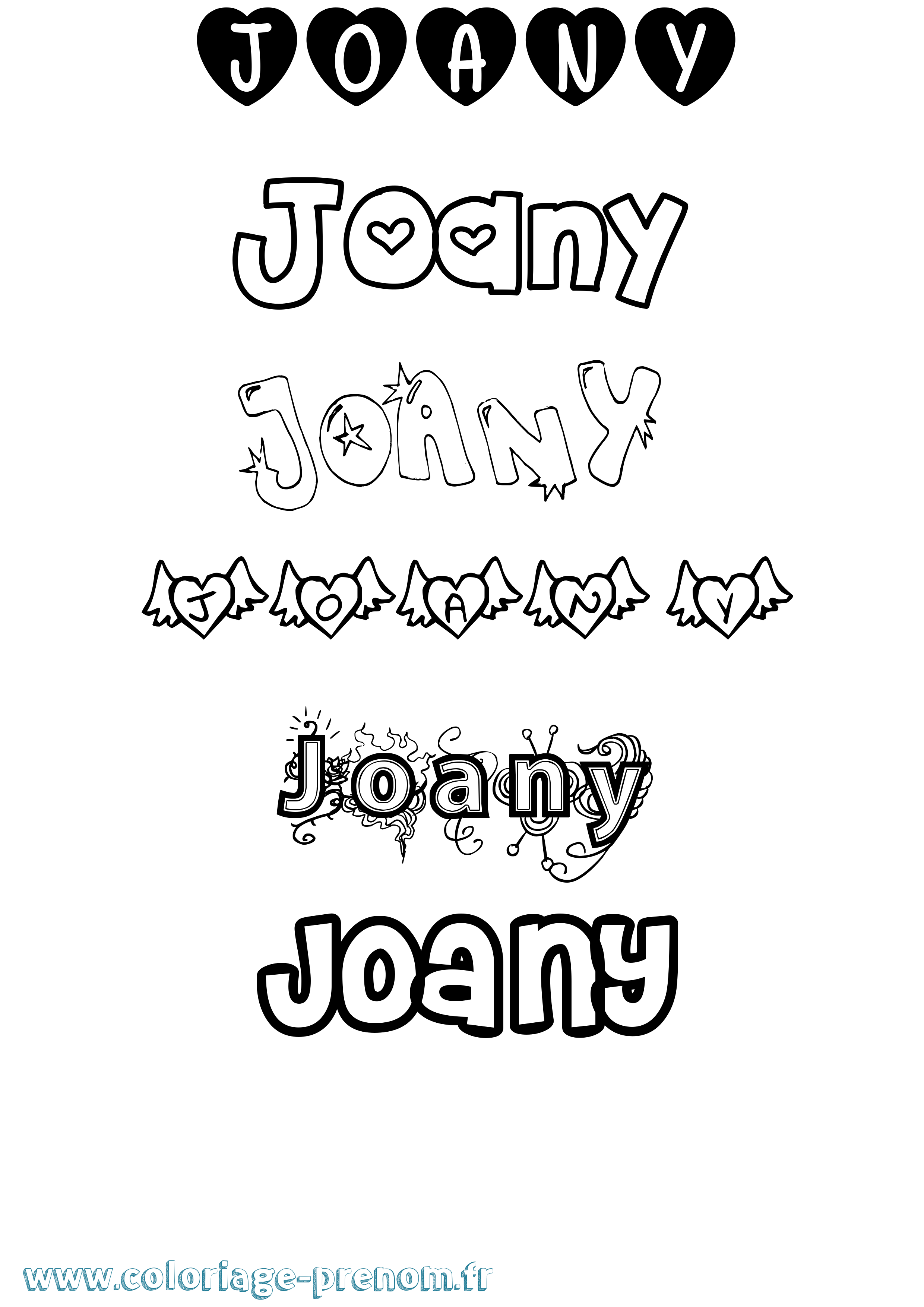 Coloriage Joany Girly Coloriage prénom Joany Girly