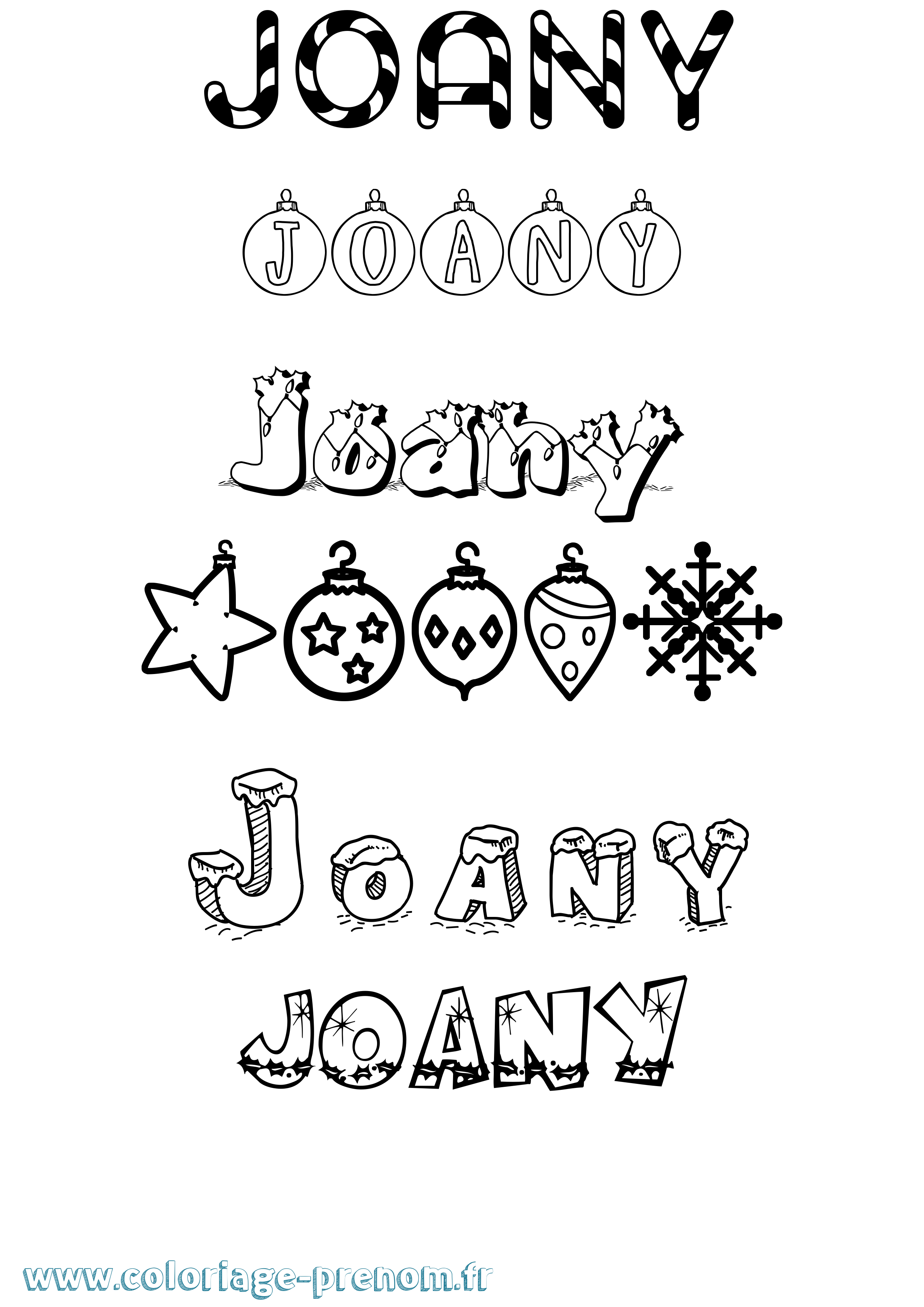 Coloriage Joany Noël Coloriage prénom Joany Noël