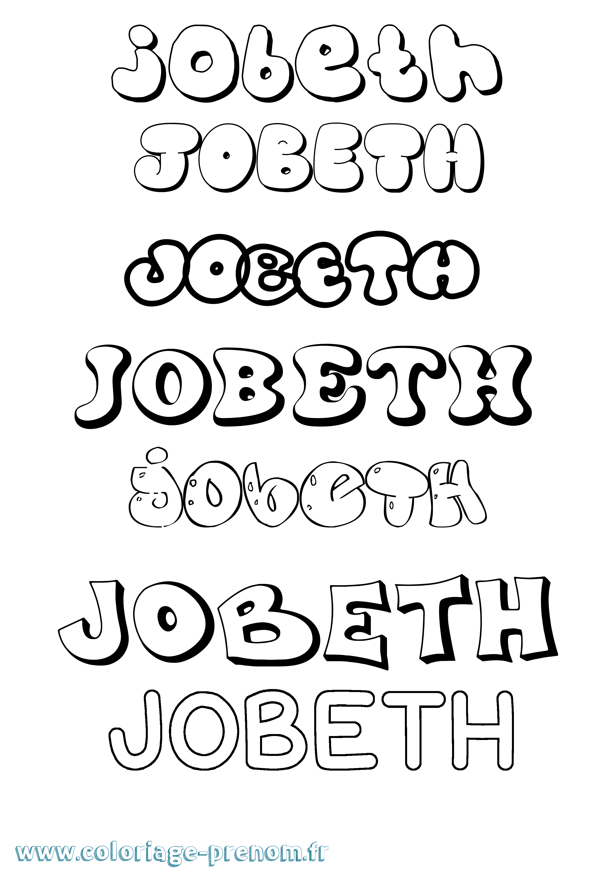 Coloriage Jobeth Bubble Coloriage prénom Jobeth Bubble