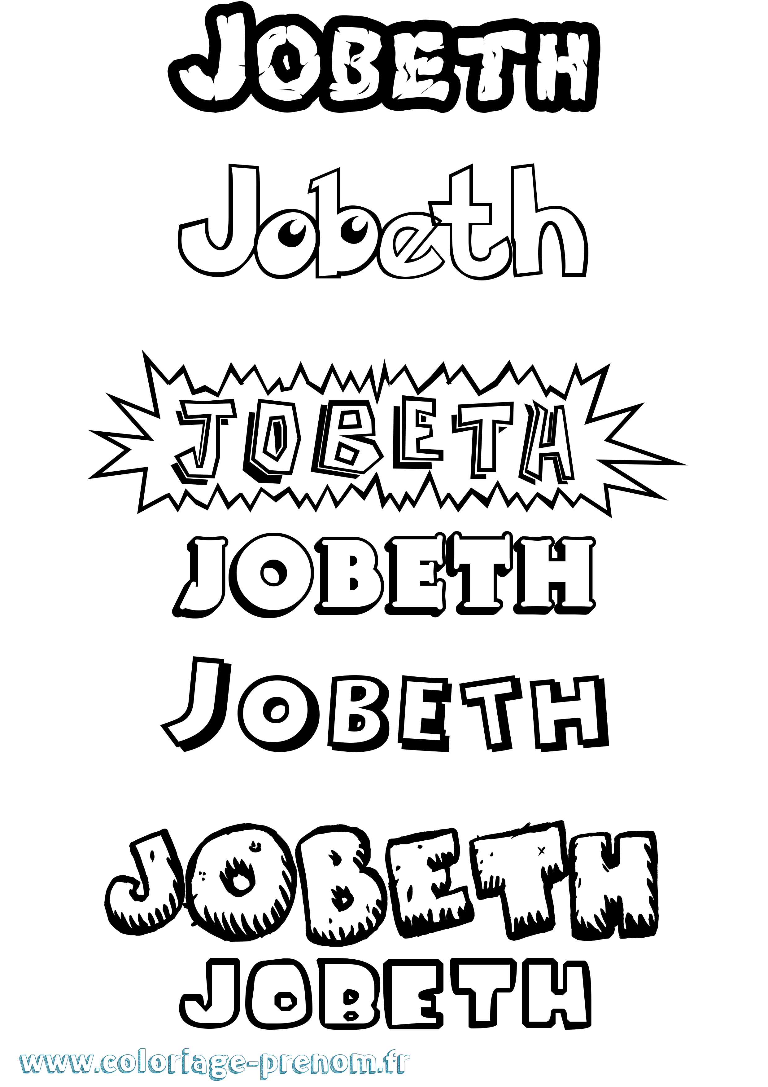 Coloriage Jobeth Dessin Animé Coloriage prénom Jobeth Dessin Animé