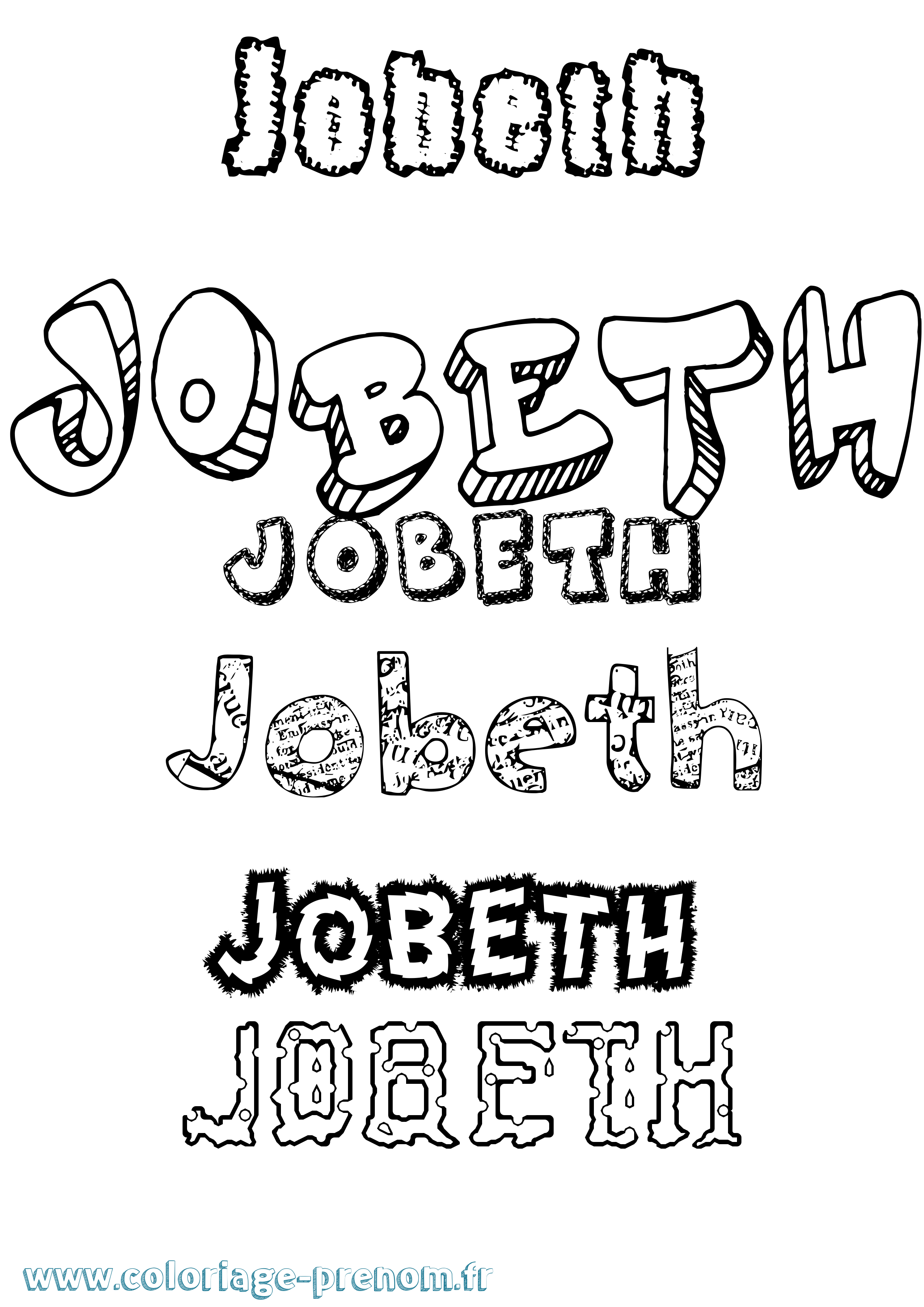 Coloriage Jobeth Destructuré Coloriage prénom Jobeth Destructuré