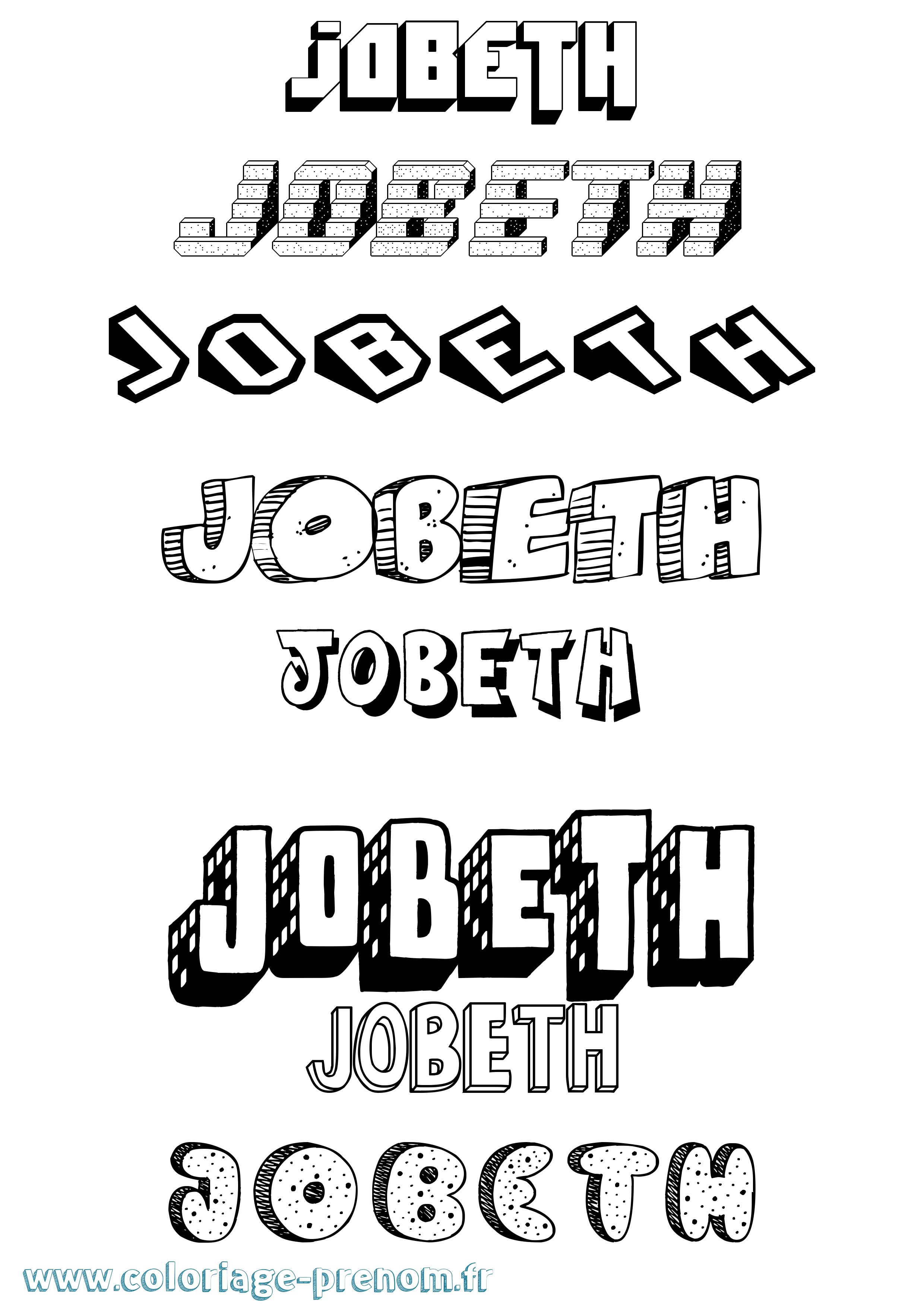 Coloriage Jobeth Effet 3D Coloriage prénom Jobeth Effet 3D