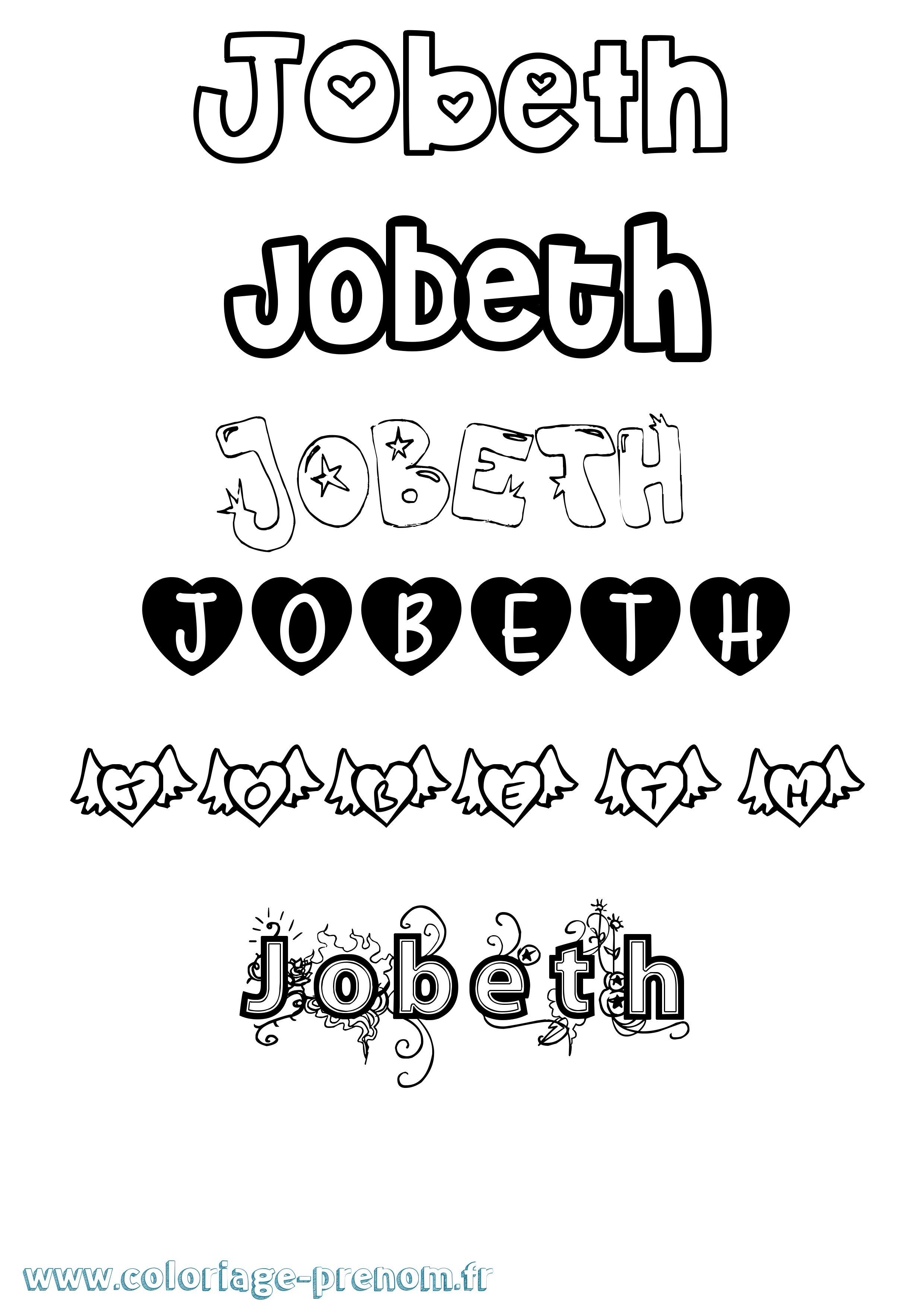 Coloriage Jobeth Girly Coloriage prénom Jobeth Girly