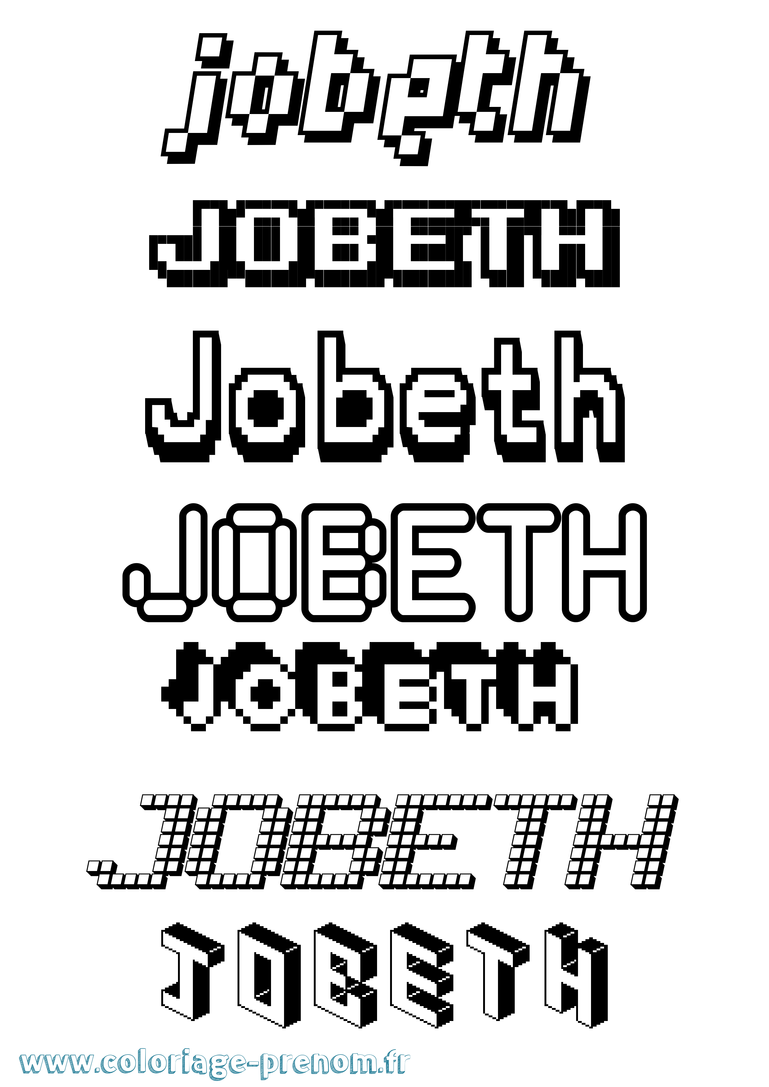 Coloriage Jobeth Pixel Coloriage prénom Jobeth Pixel