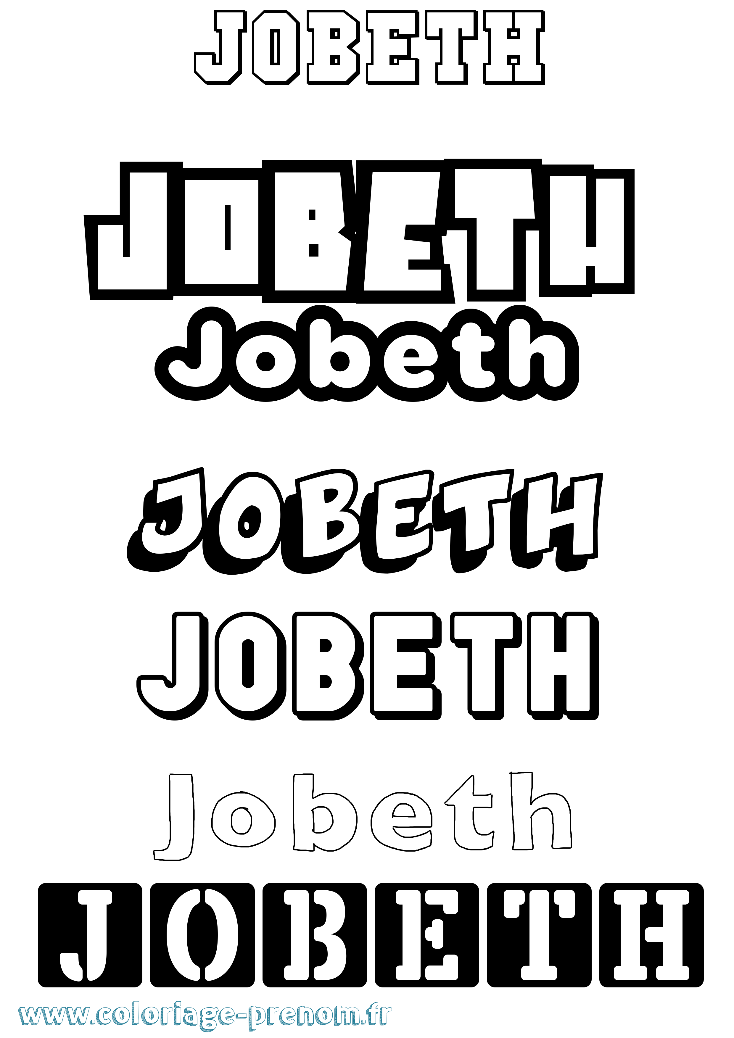 Coloriage Jobeth Simple Coloriage prénom Jobeth Simple