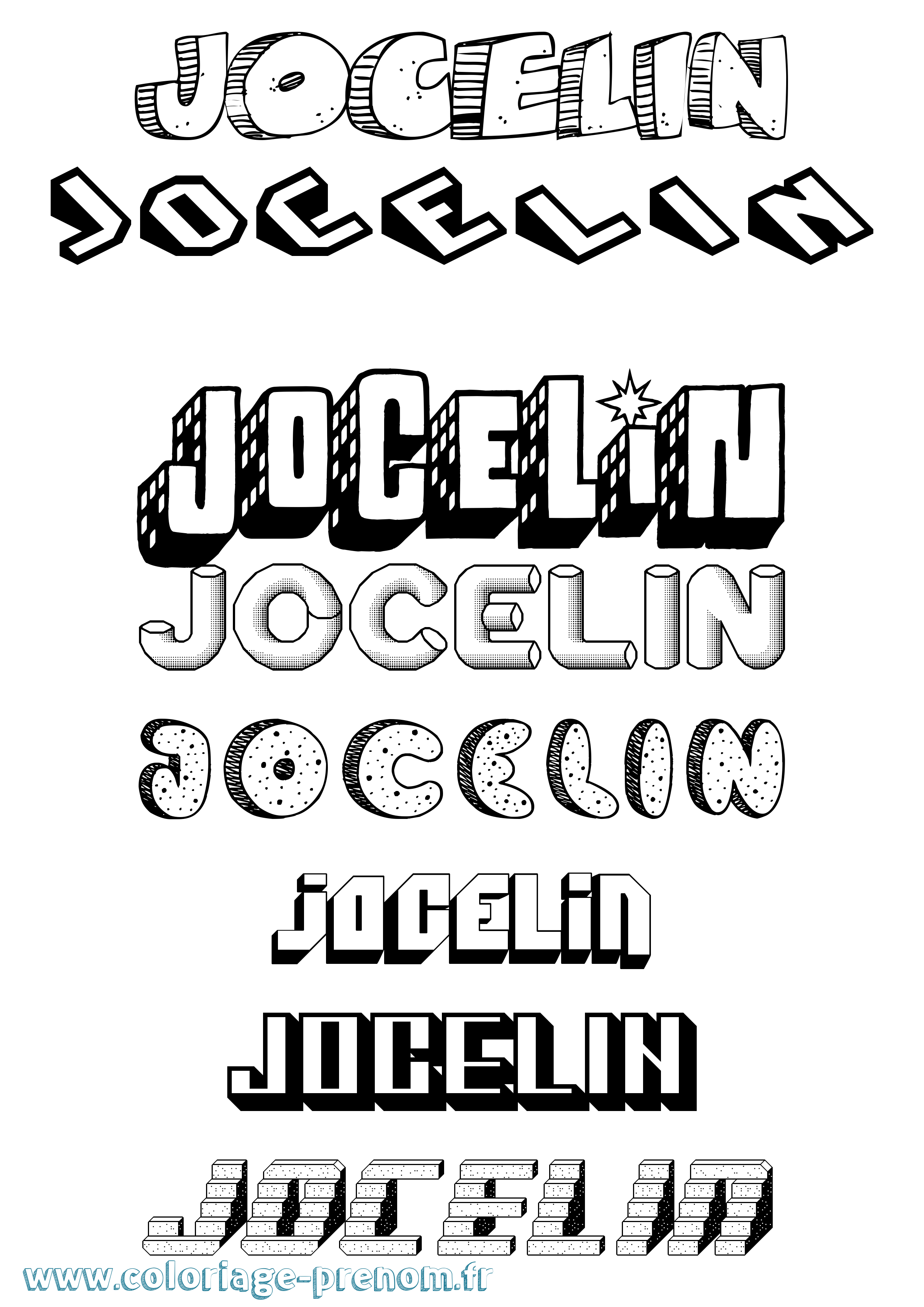 Coloriage Jocelin Effet 3D Coloriage prénom Jocelin Effet 3D
