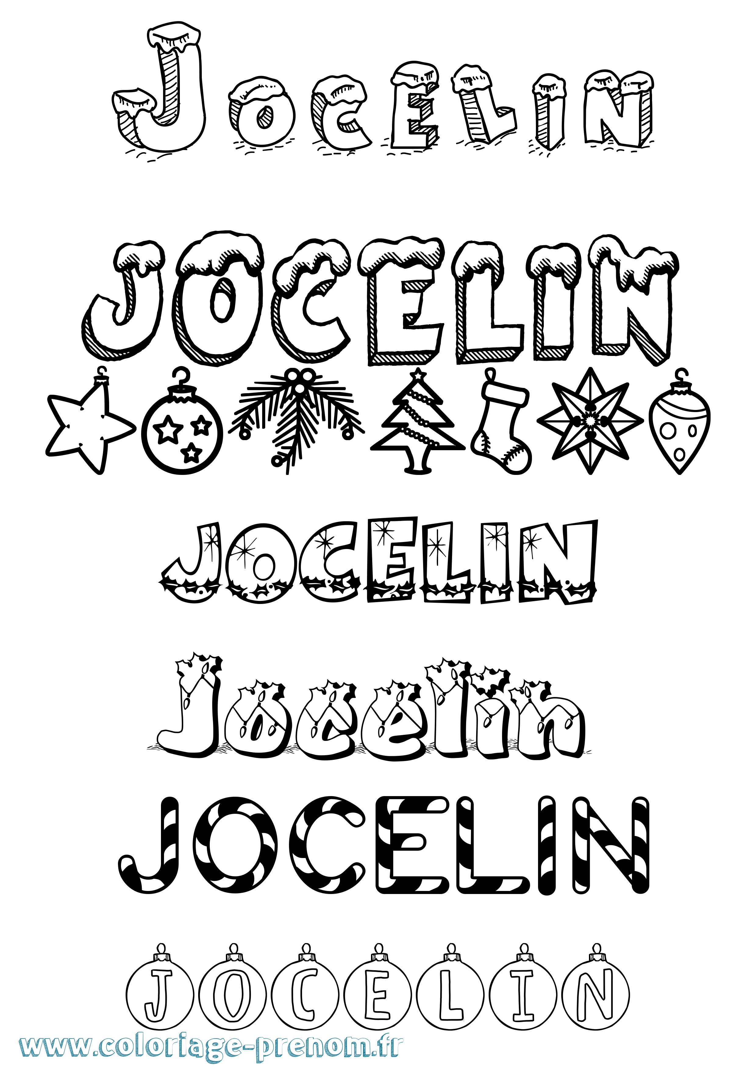 Coloriage Jocelin Noël Coloriage prénom Jocelin Noël