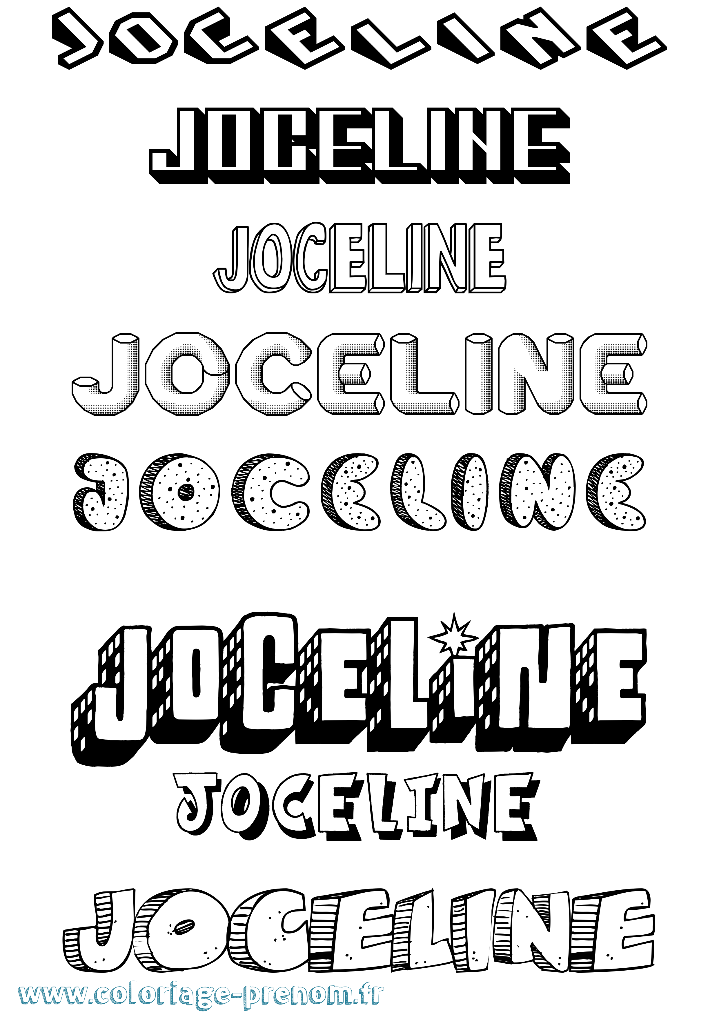 Coloriage Joceline Effet 3D Coloriage prénom Joceline Effet 3D