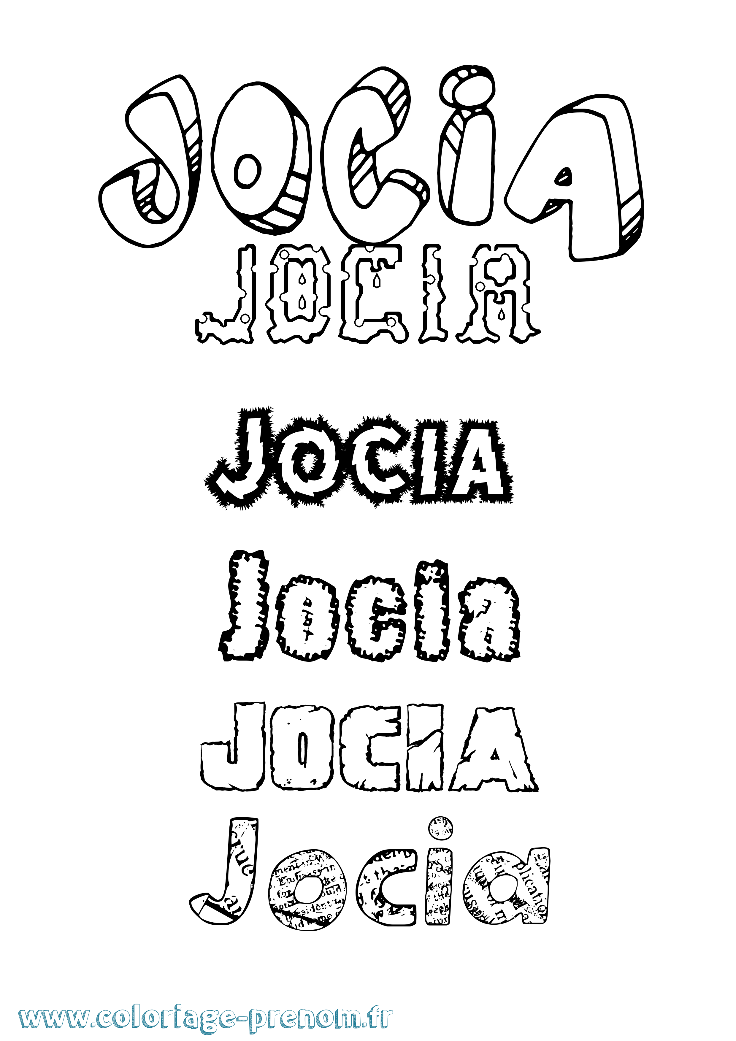 Coloriage Jocia Destructuré Coloriage prénom Jocia Destructuré