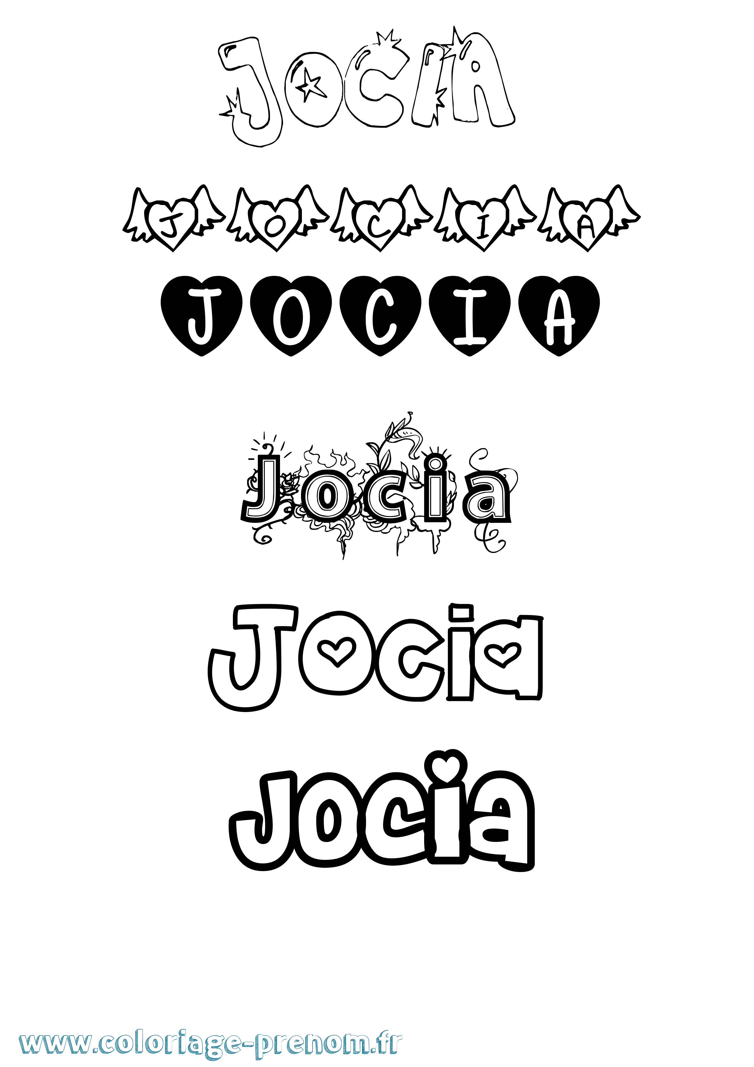 Coloriage Jocia Girly Coloriage prénom Jocia Girly