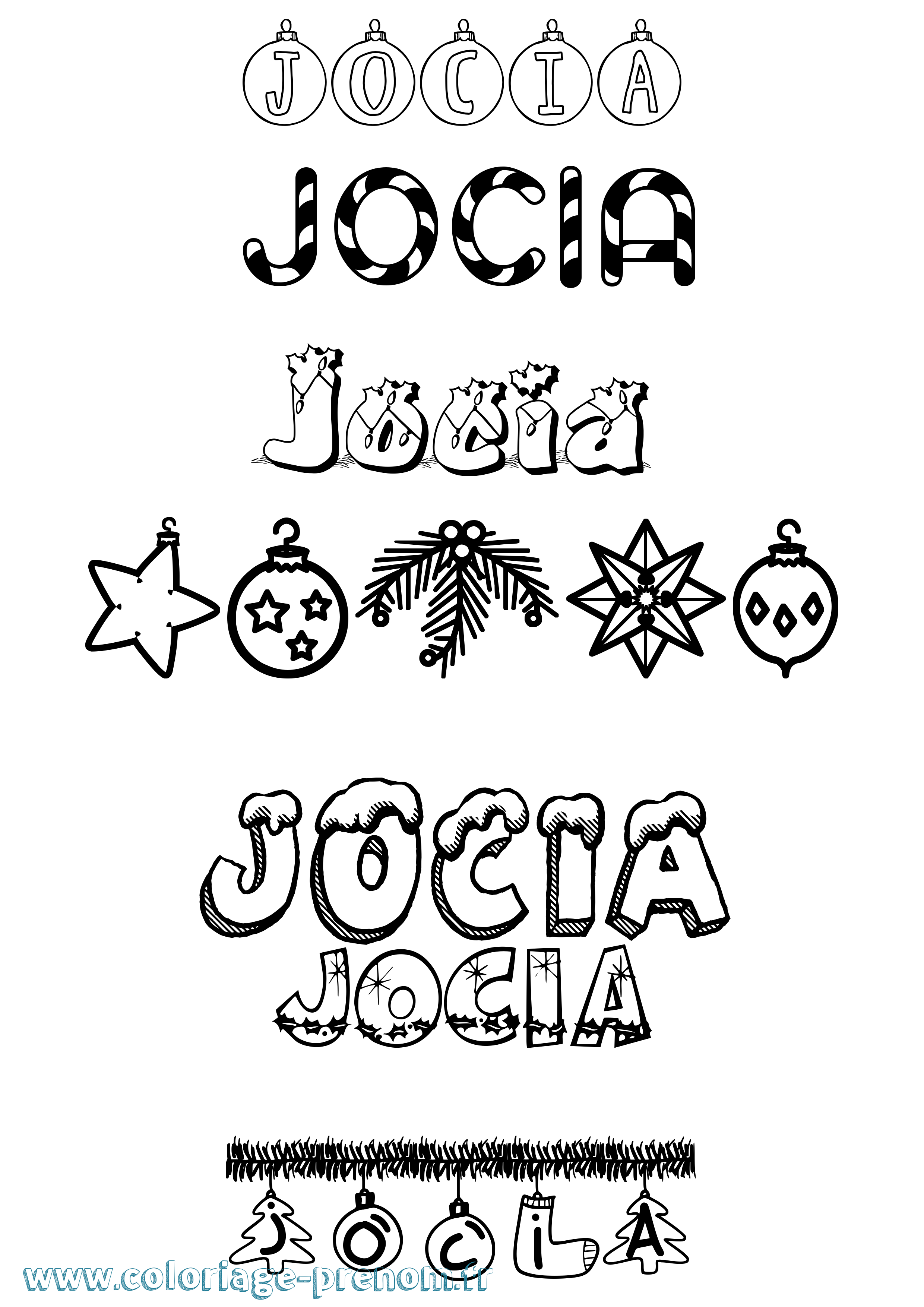 Coloriage Jocia Noël Coloriage prénom Jocia Noël