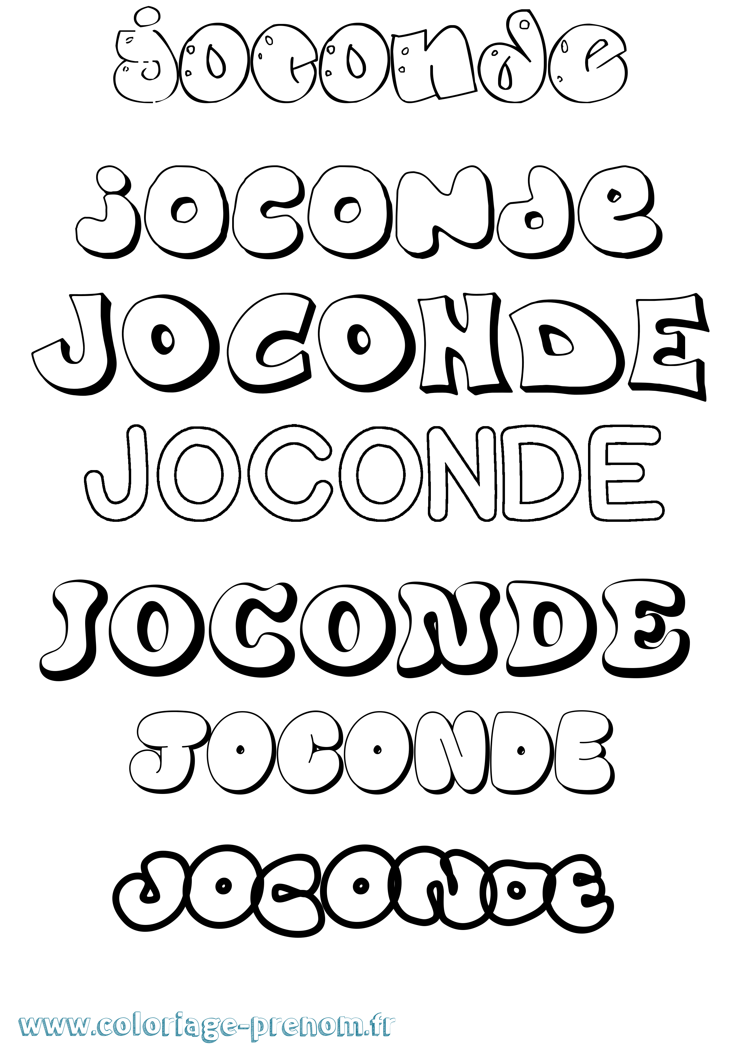 Coloriage Joconde Bubble Coloriage prénom Joconde Bubble