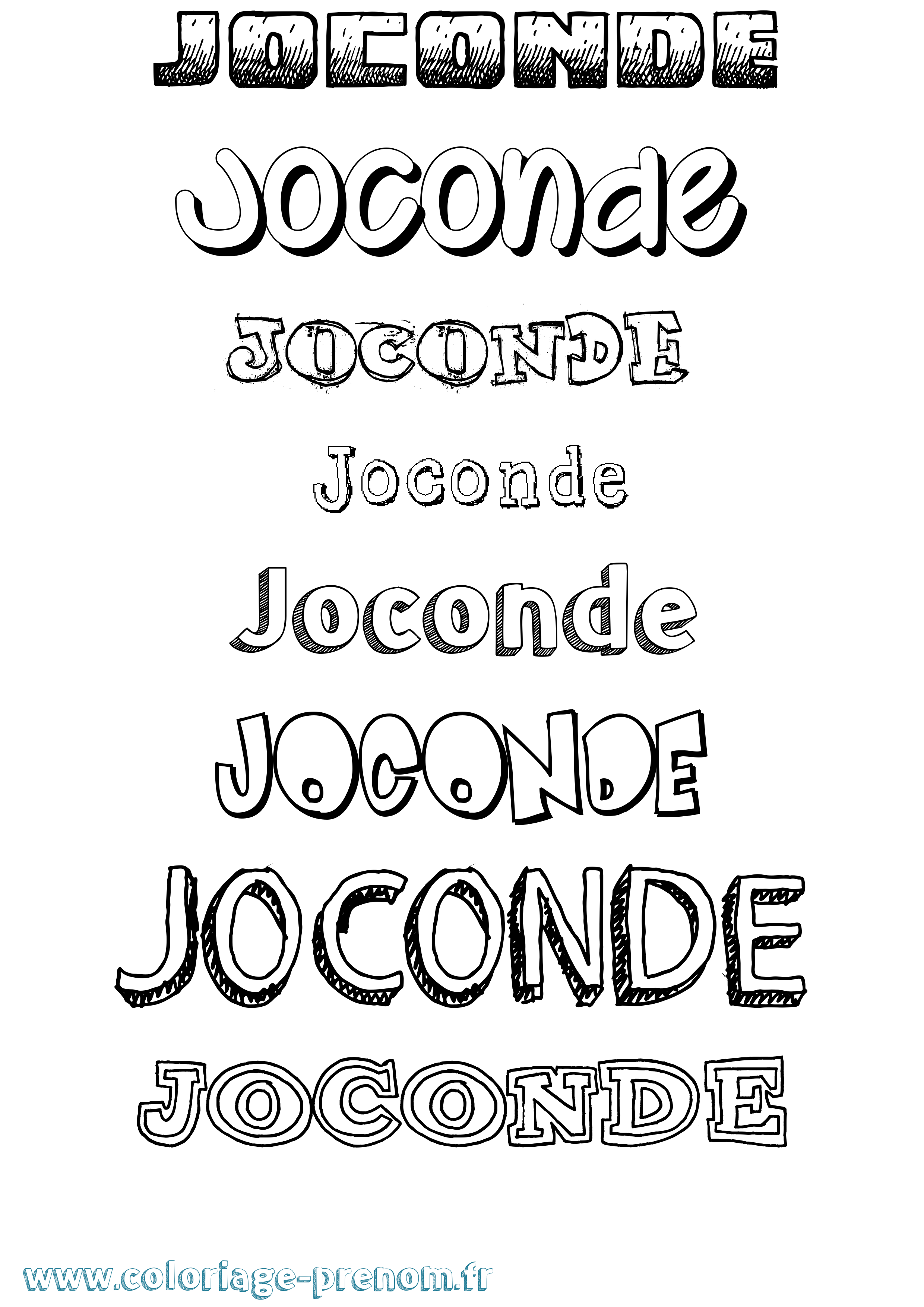 Coloriage Joconde Dessiné Coloriage prénom Joconde Dessiné