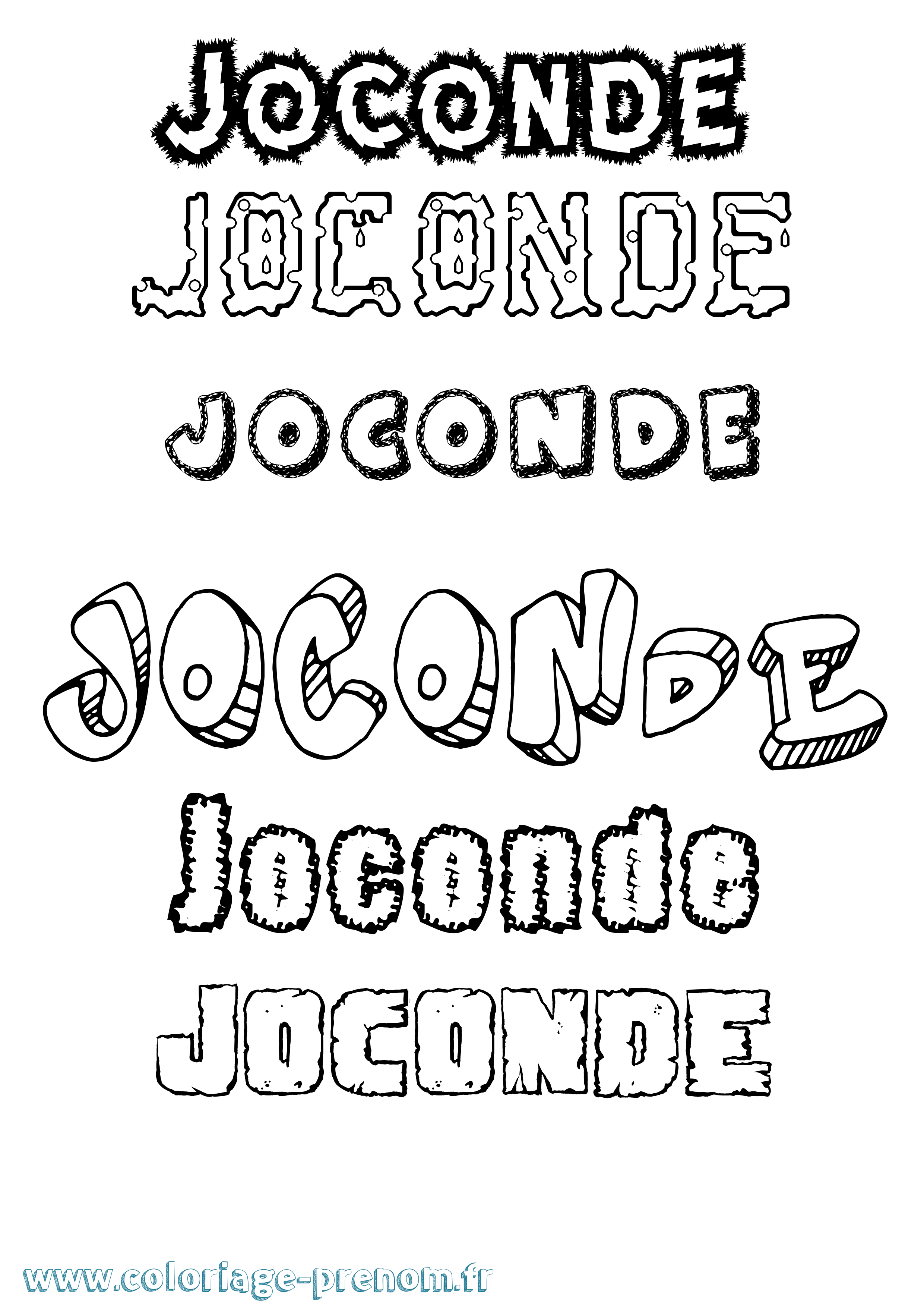 Coloriage Joconde Destructuré Coloriage prénom Joconde Destructuré