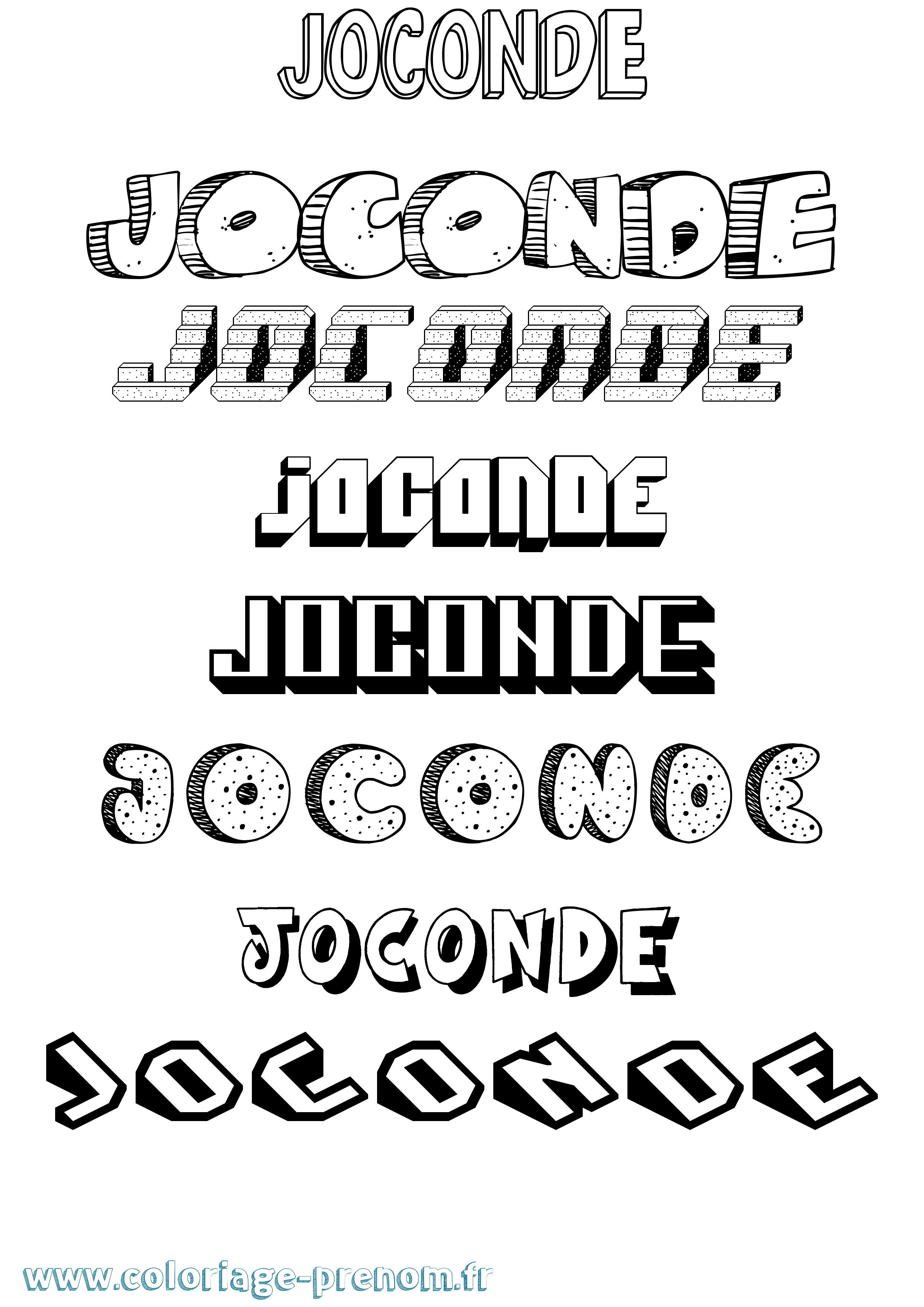 Coloriage Joconde Effet 3D Coloriage prénom Joconde Effet 3D