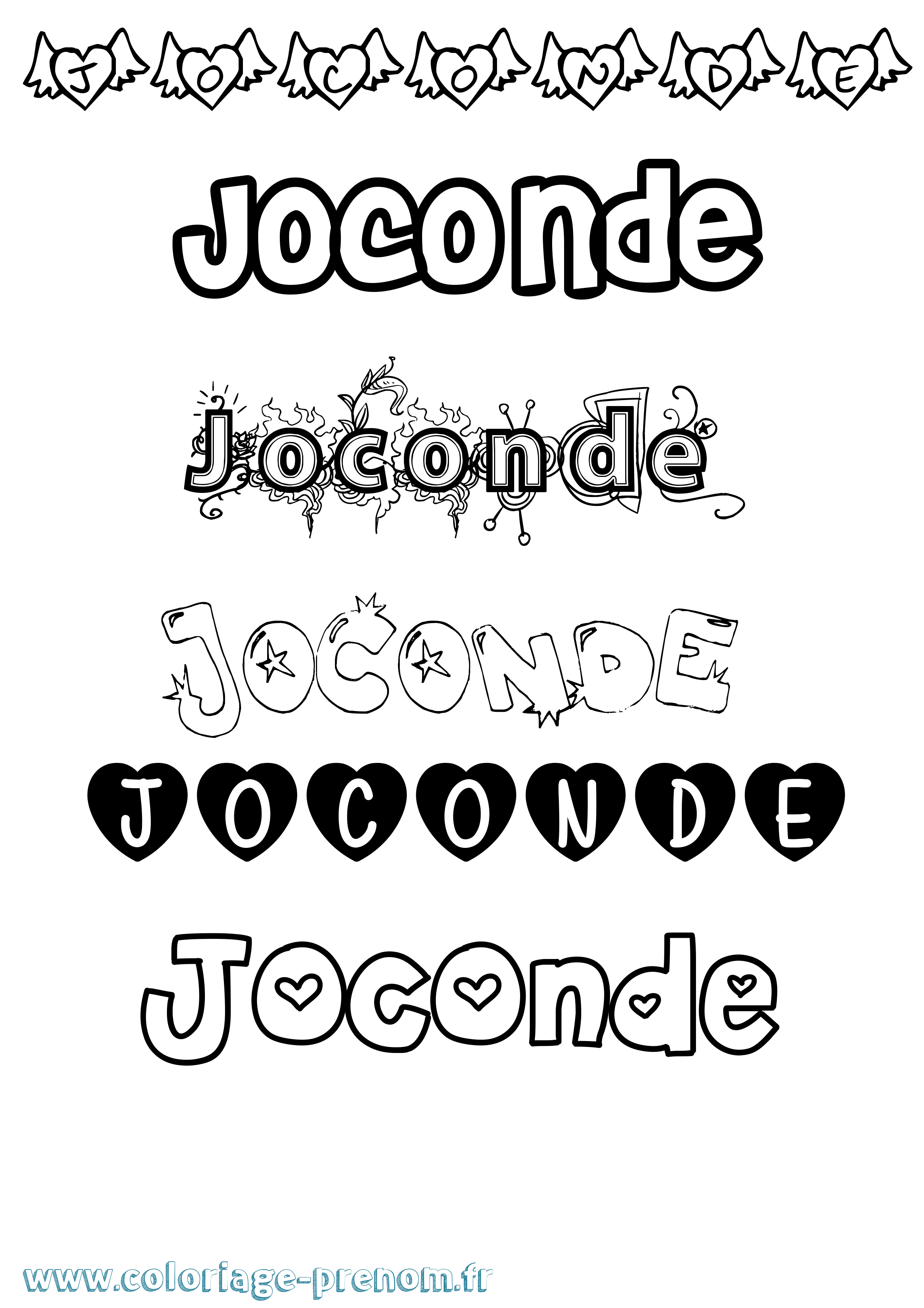 Coloriage Joconde Girly Coloriage prénom Joconde Girly