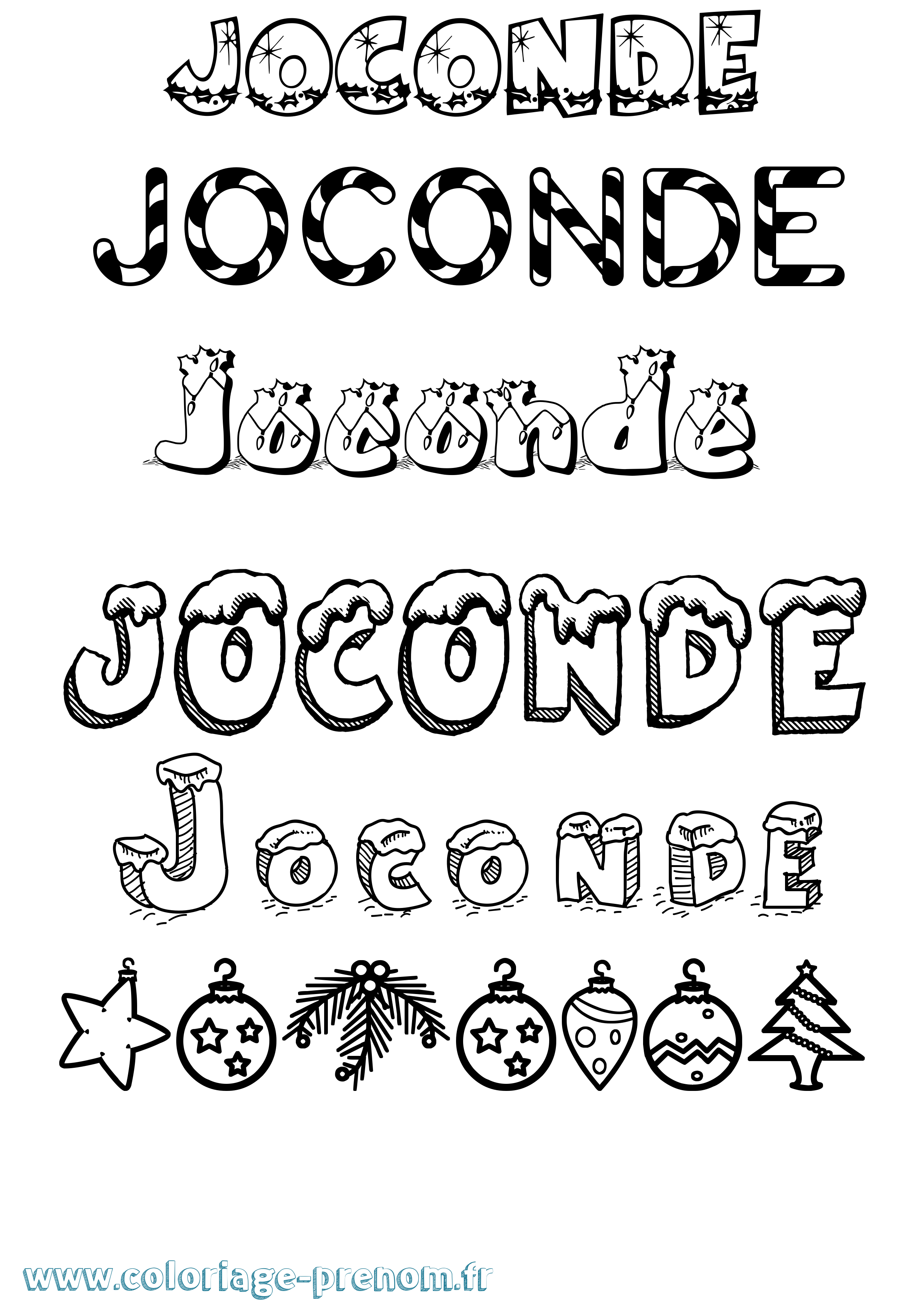 Coloriage Joconde Noël Coloriage prénom Joconde Noël
