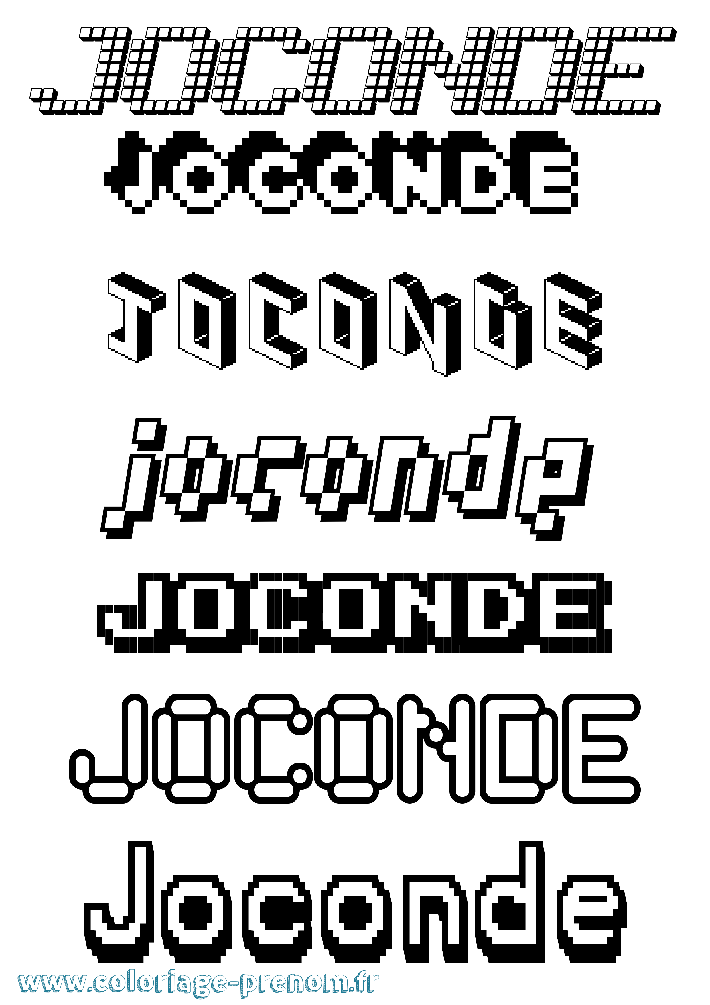 Coloriage Joconde Pixel Coloriage prénom Joconde Pixel