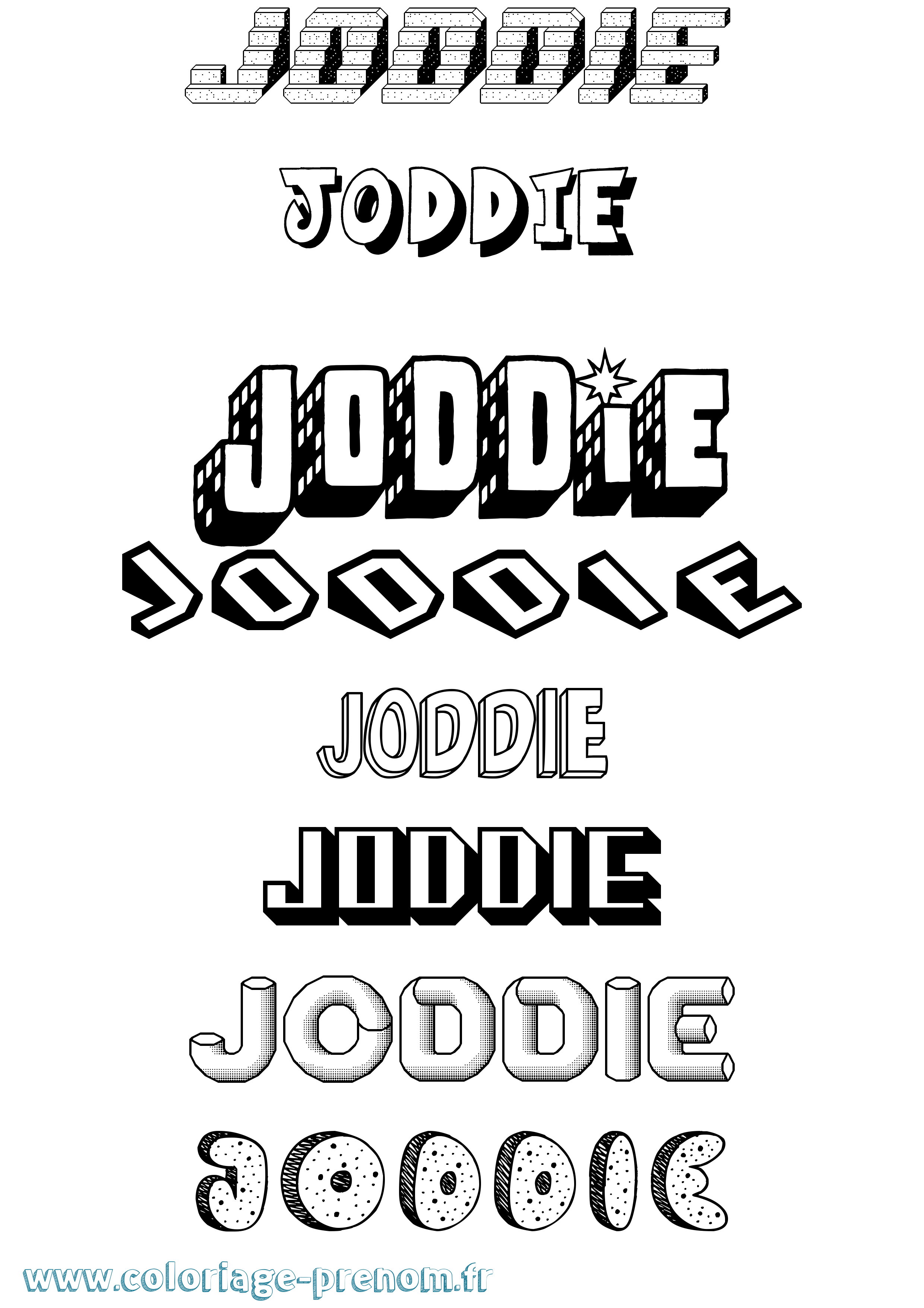 Coloriage Joddie Effet 3D Coloriage prénom Joddie Effet 3D