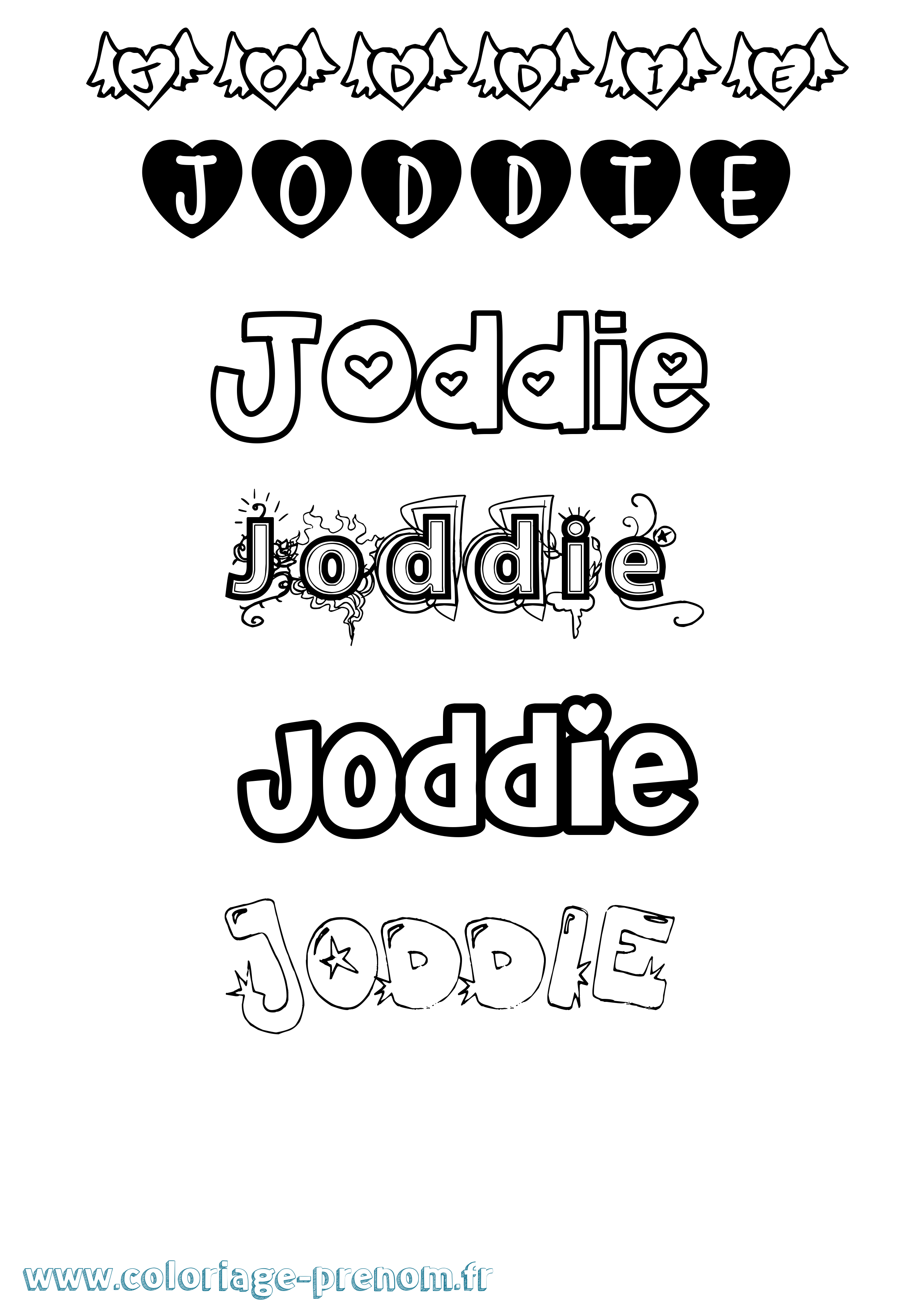 Coloriage Joddie Girly Coloriage prénom Joddie Girly