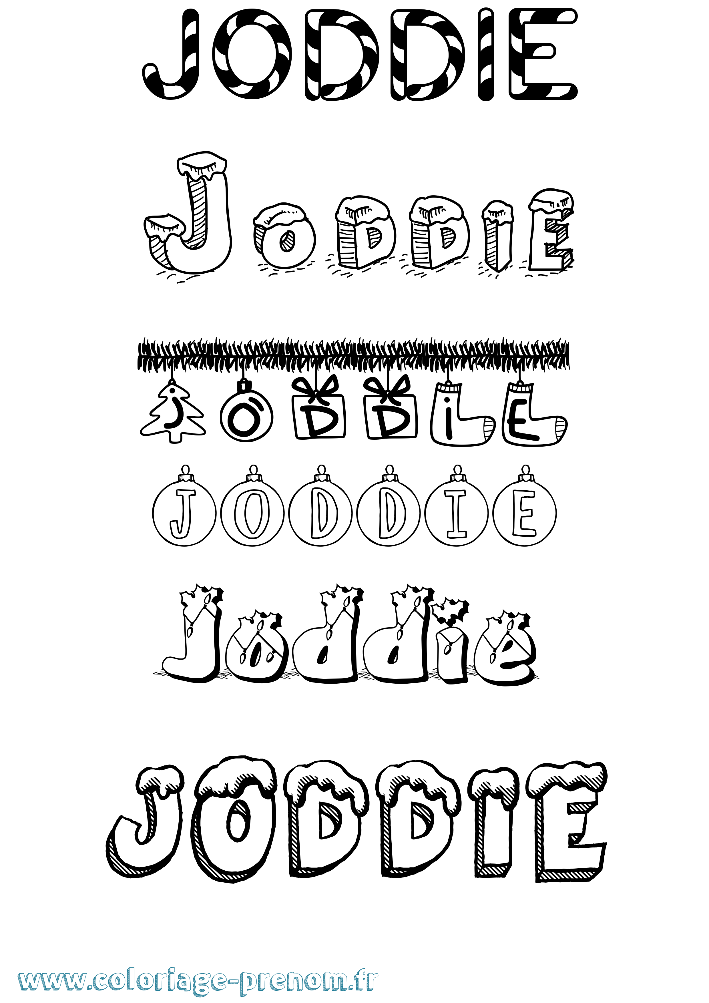 Coloriage Joddie Noël Coloriage prénom Joddie Noël