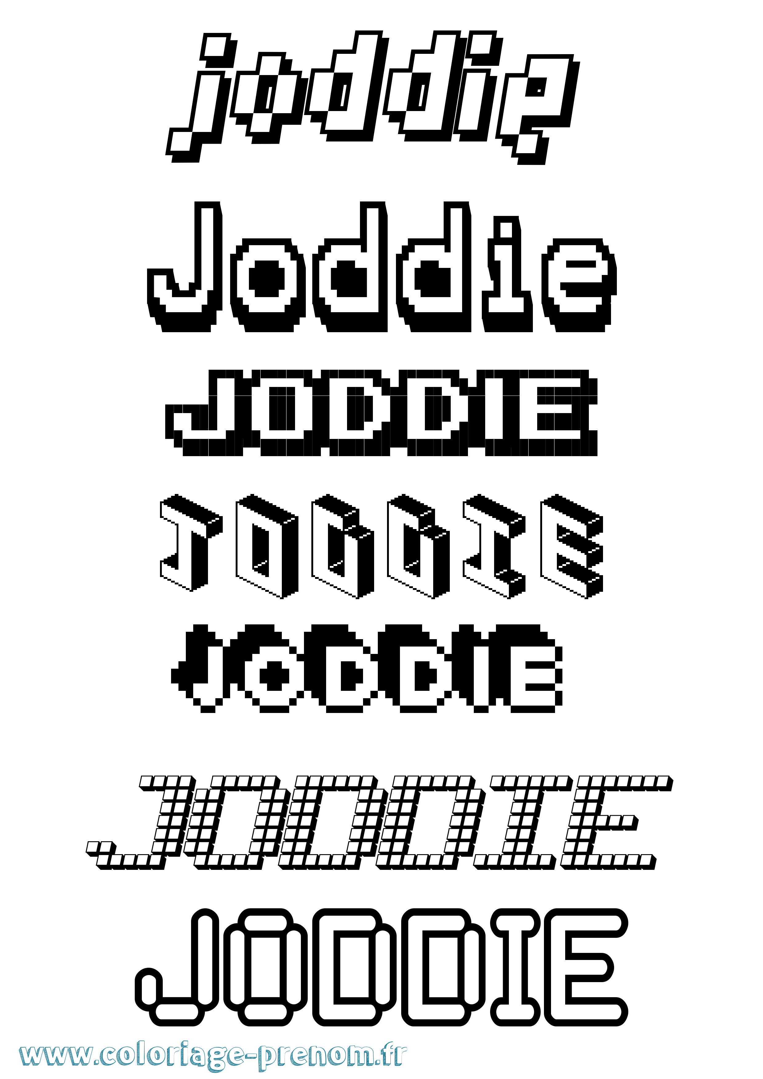 Coloriage Joddie Pixel Coloriage prénom Joddie Pixel