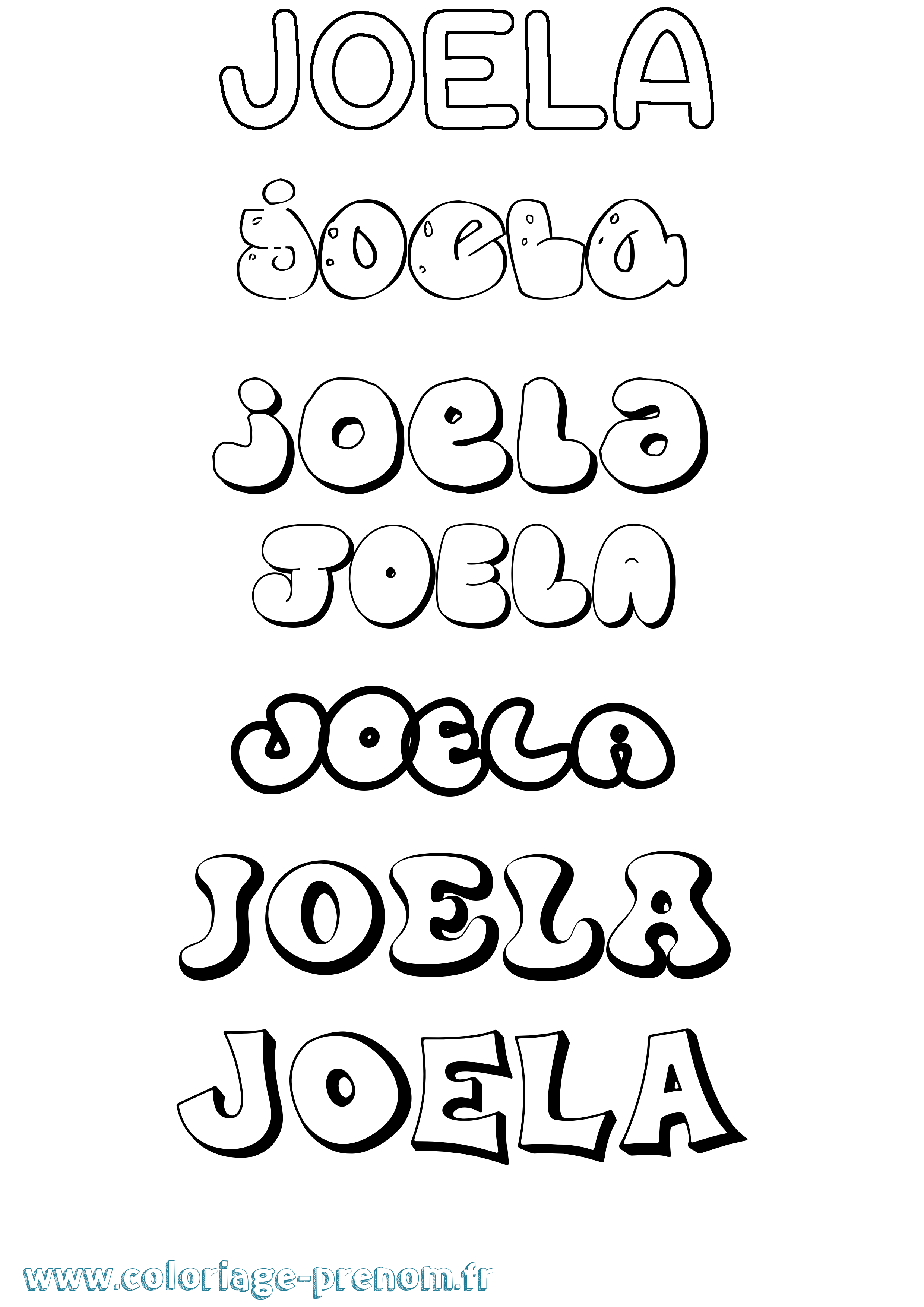 Coloriage Joela Bubble Coloriage prénom Joela Bubble