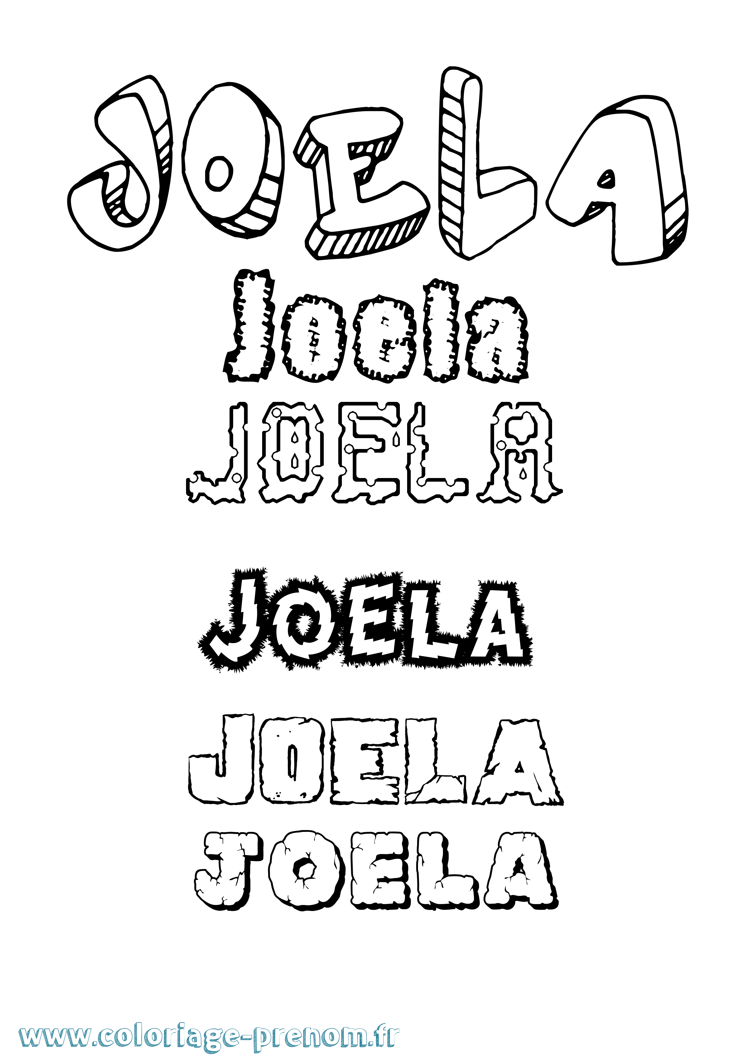 Coloriage Joela Destructuré Coloriage prénom Joela Destructuré
