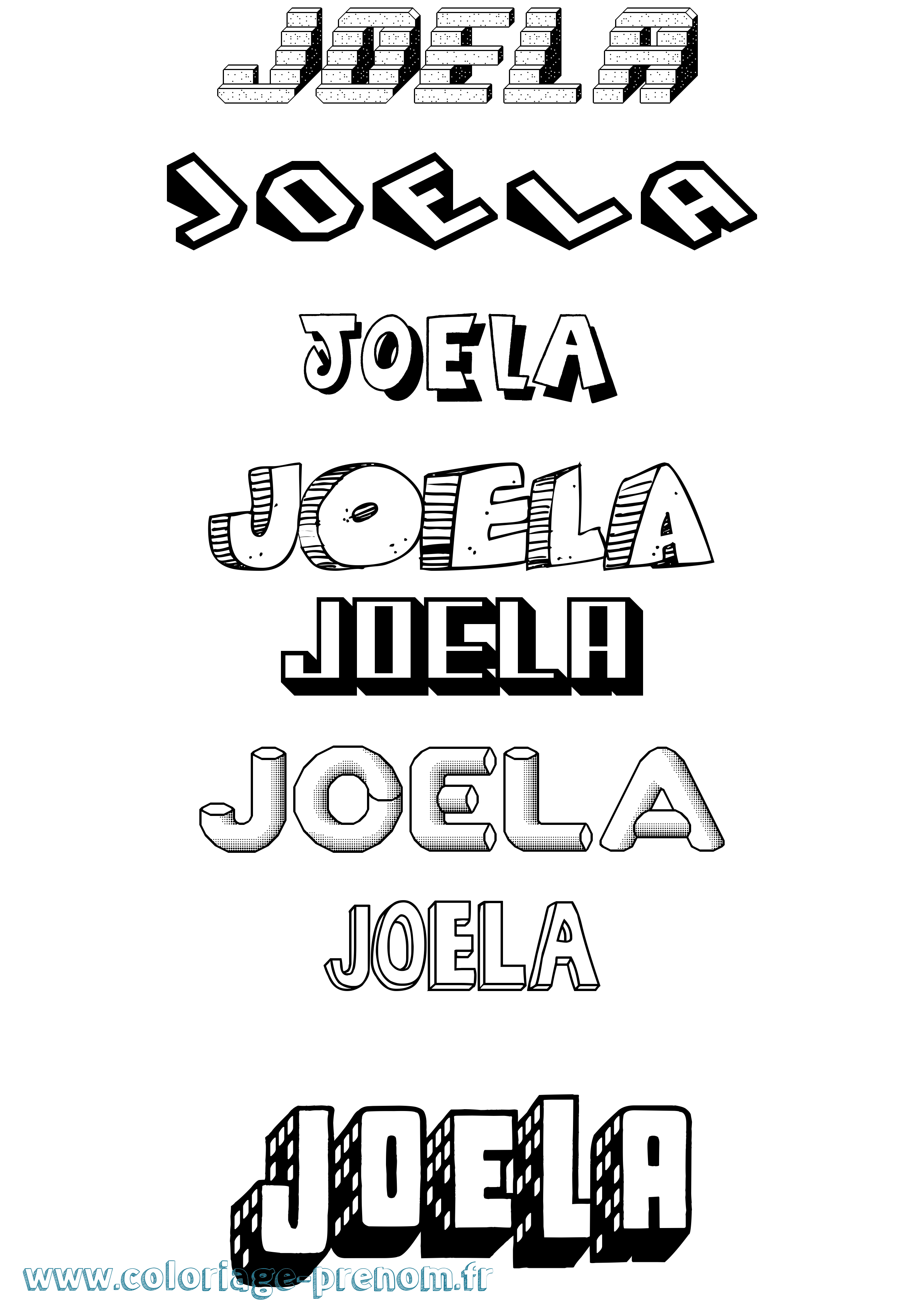 Coloriage Joela Effet 3D Coloriage prénom Joela Effet 3D