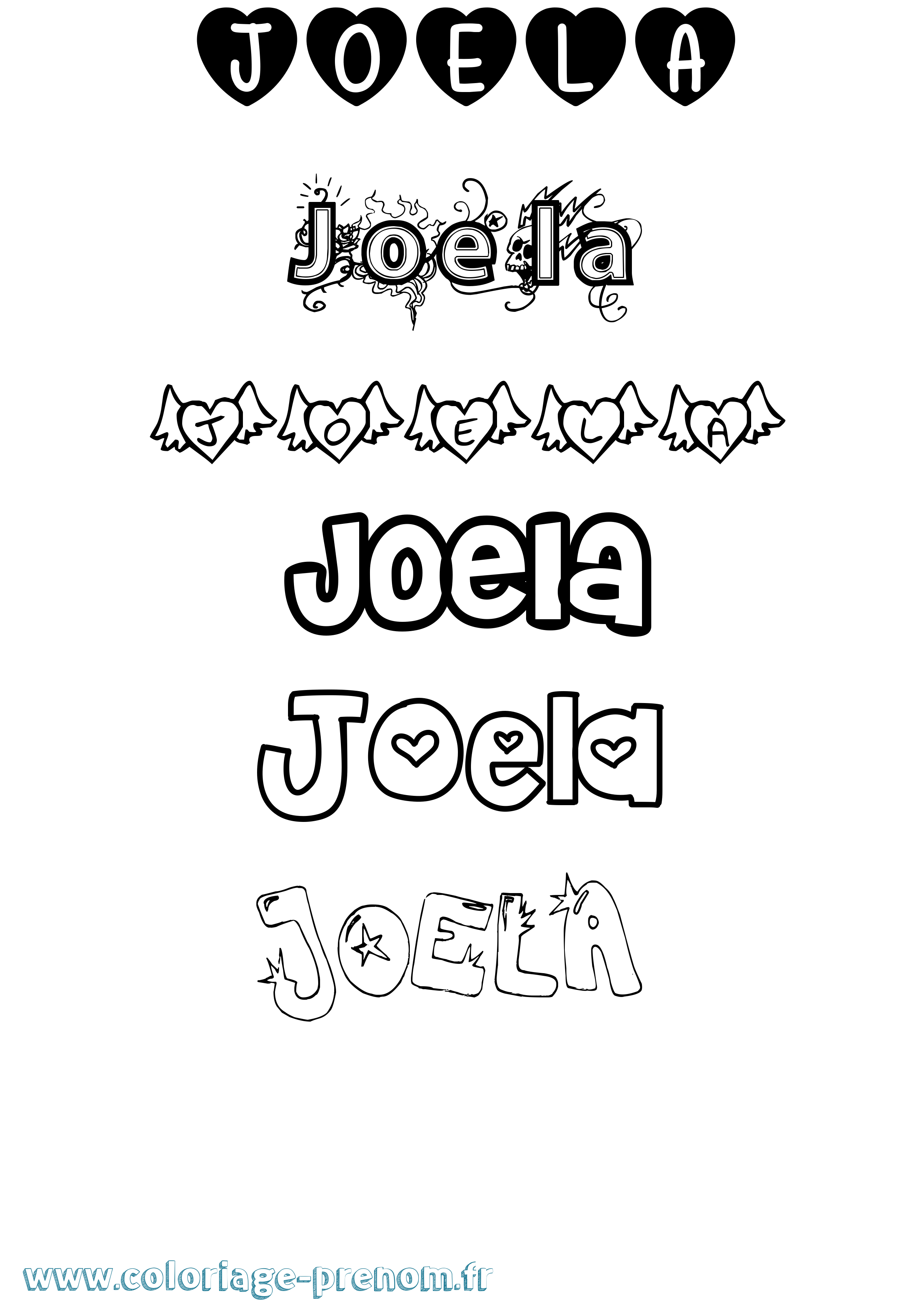 Coloriage Joela Girly Coloriage prénom Joela Girly