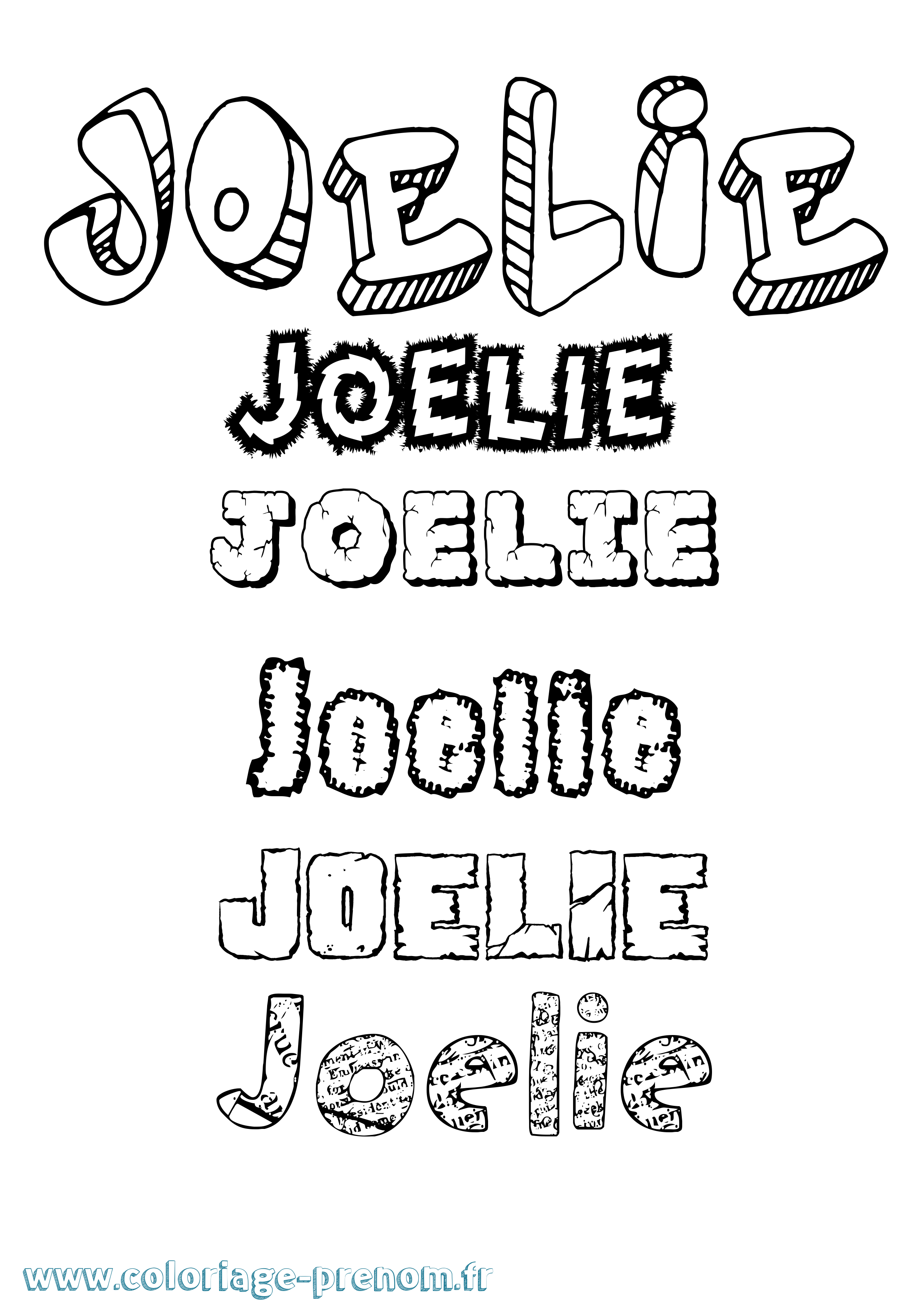 Coloriage Joelie Destructuré Coloriage prénom Joelie Destructuré