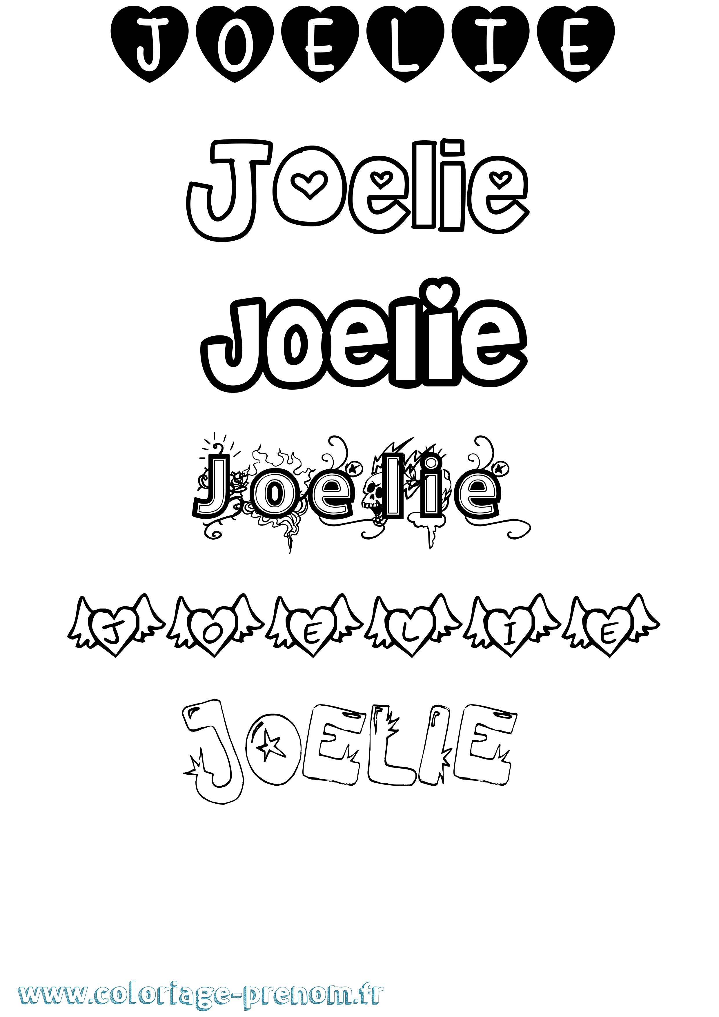 Coloriage Joelie Girly Coloriage prénom Joelie Girly