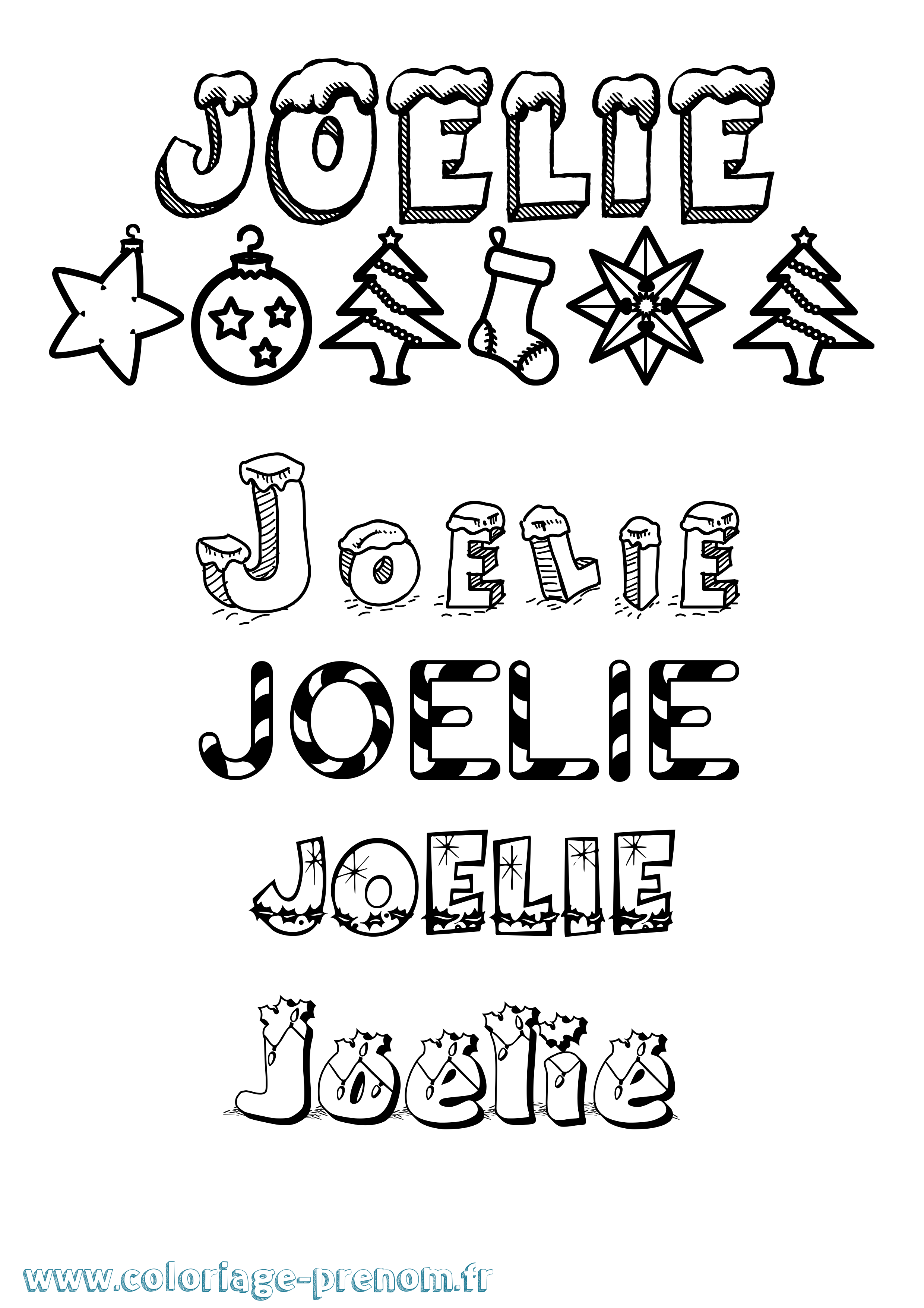 Coloriage Joelie Noël Coloriage prénom Joelie Noël
