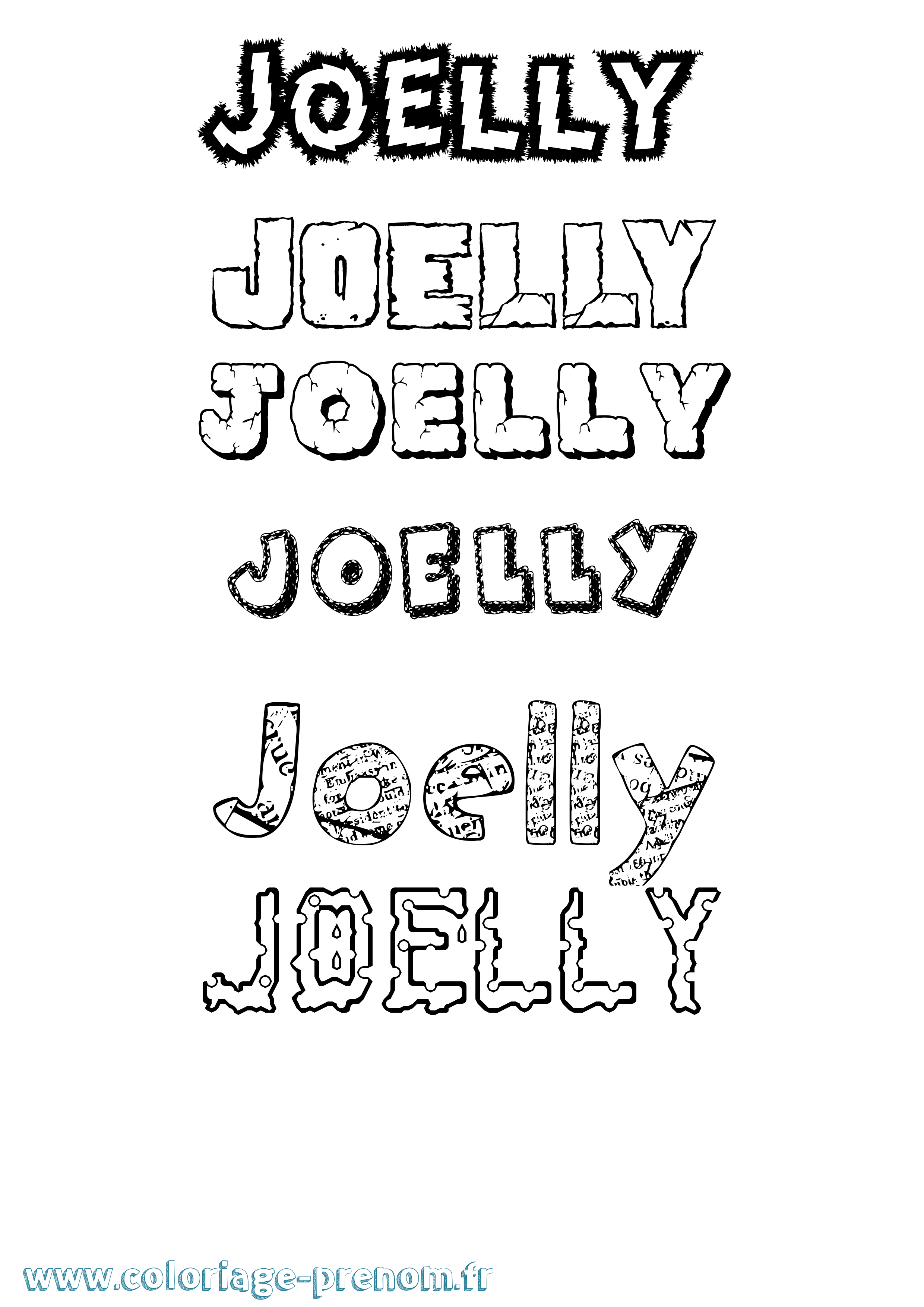 Coloriage Joelly Destructuré Coloriage prénom Joelly Destructuré