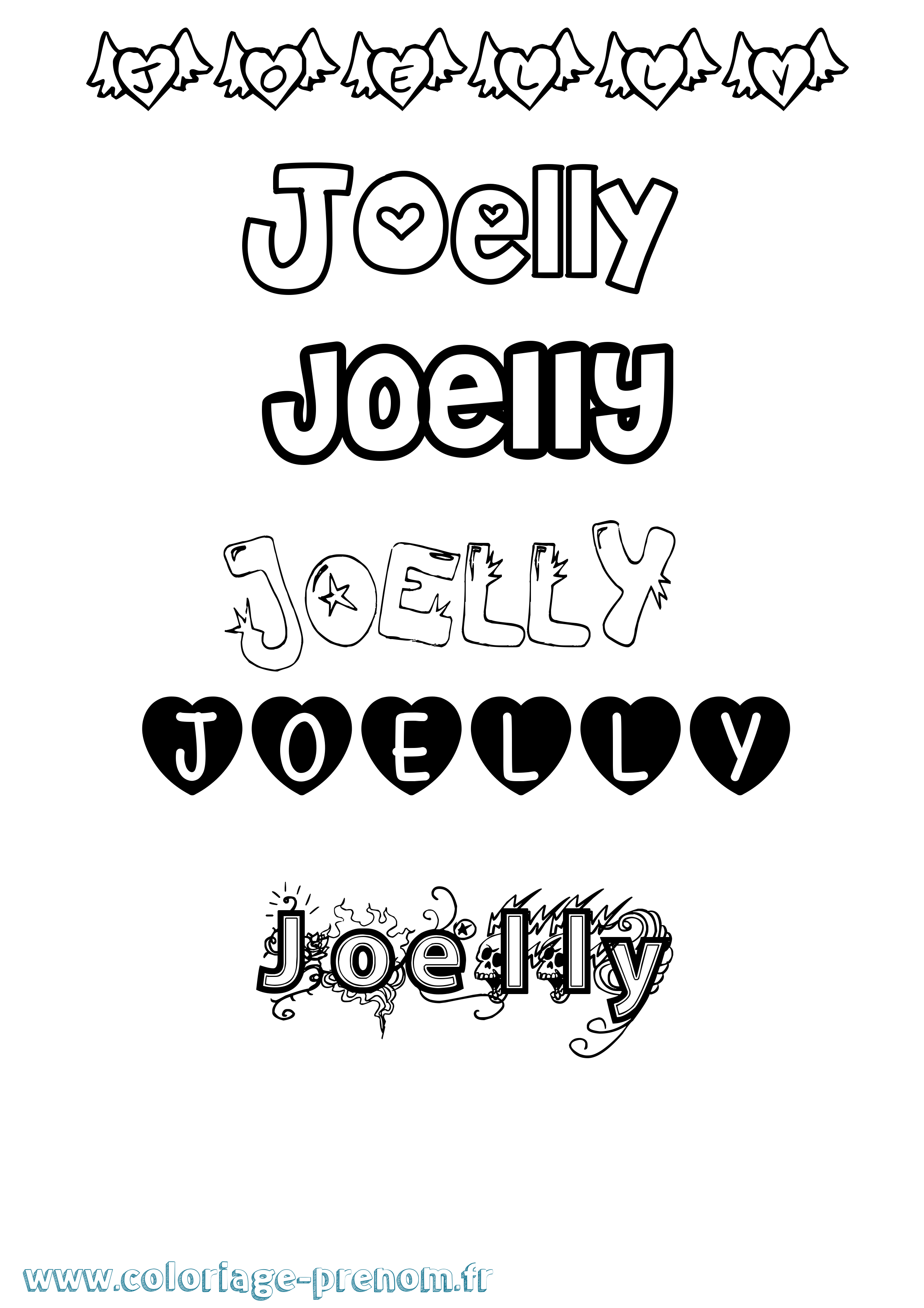 Coloriage Joelly Girly Coloriage prénom Joelly Girly